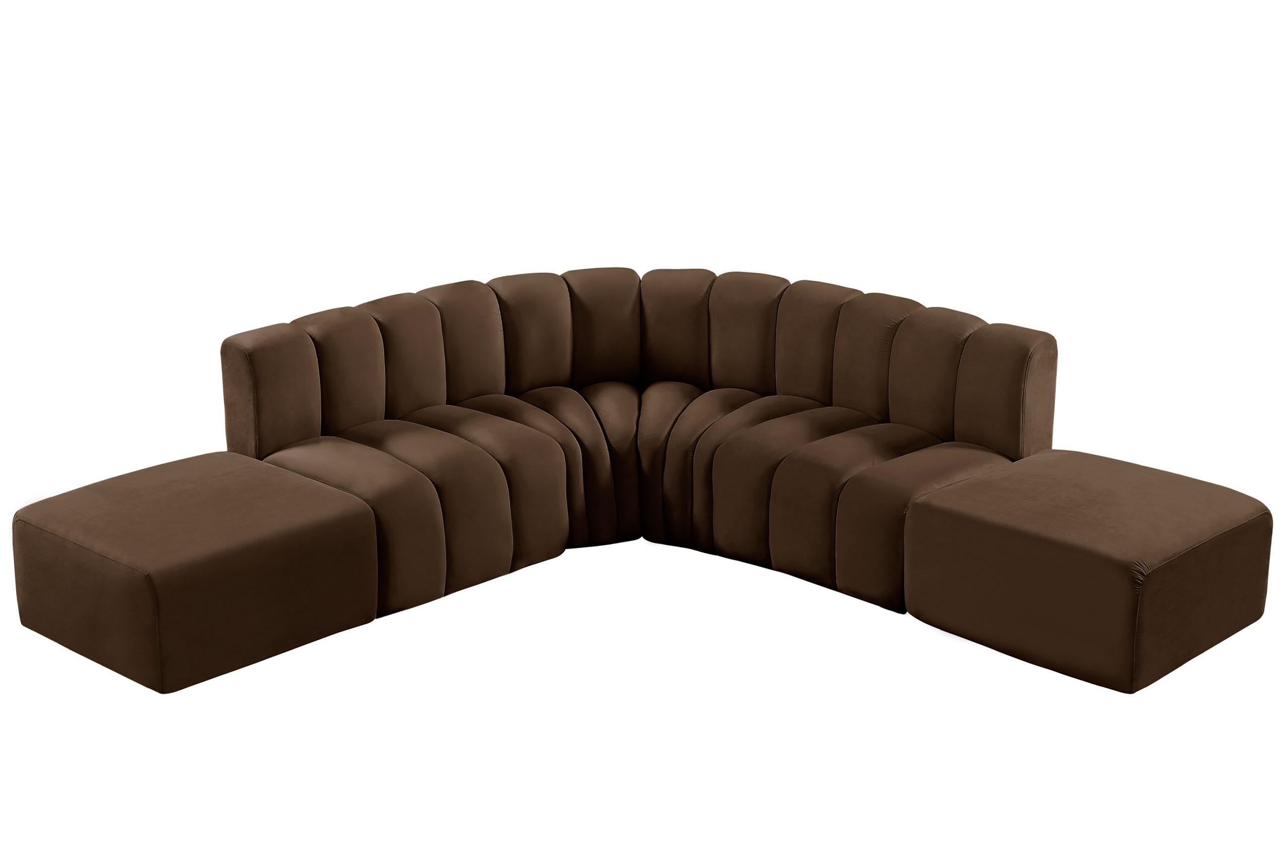 

        
Meridian Furniture ARC 103Brown-S6C Modular Sectional Sofa Brown Velvet 094308300054
