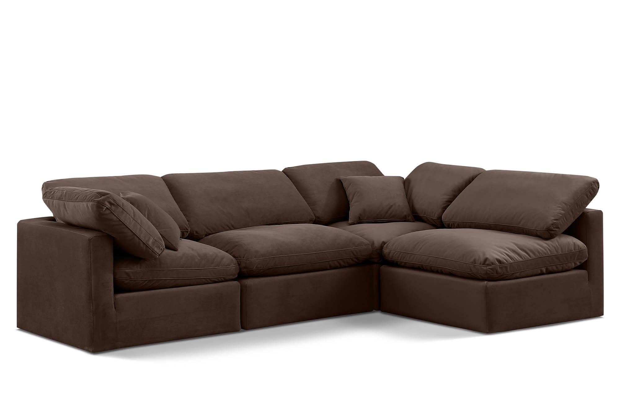 Contemporary, Modern Modular Sectional Sofa INDULGE 147Brown-Sec4B 147Brown-Sec4B in Brown Velvet