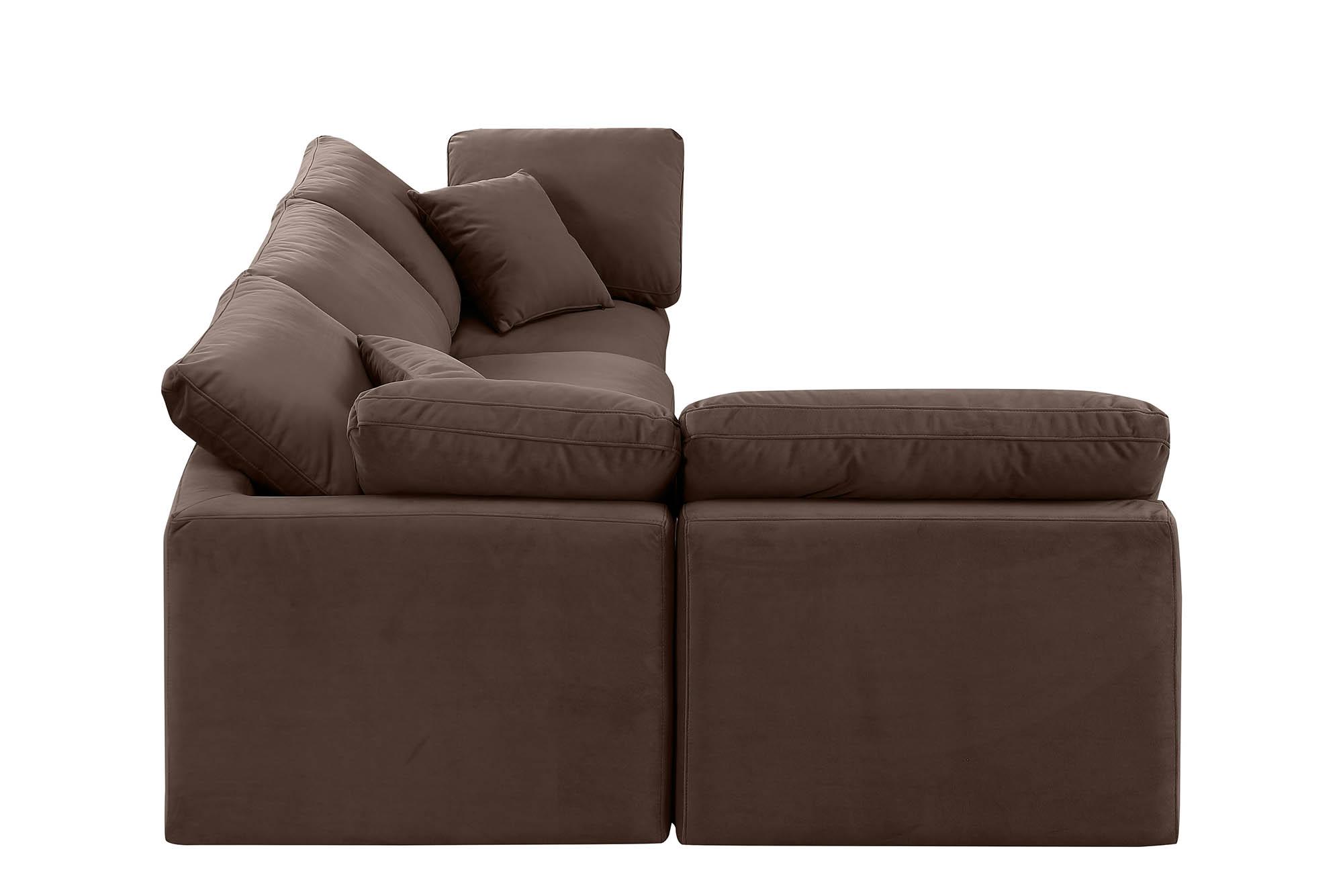 

        
Meridian Furniture INDULGE 147Brown-Sec4B Modular Sectional Sofa Brown Velvet 094308316864
