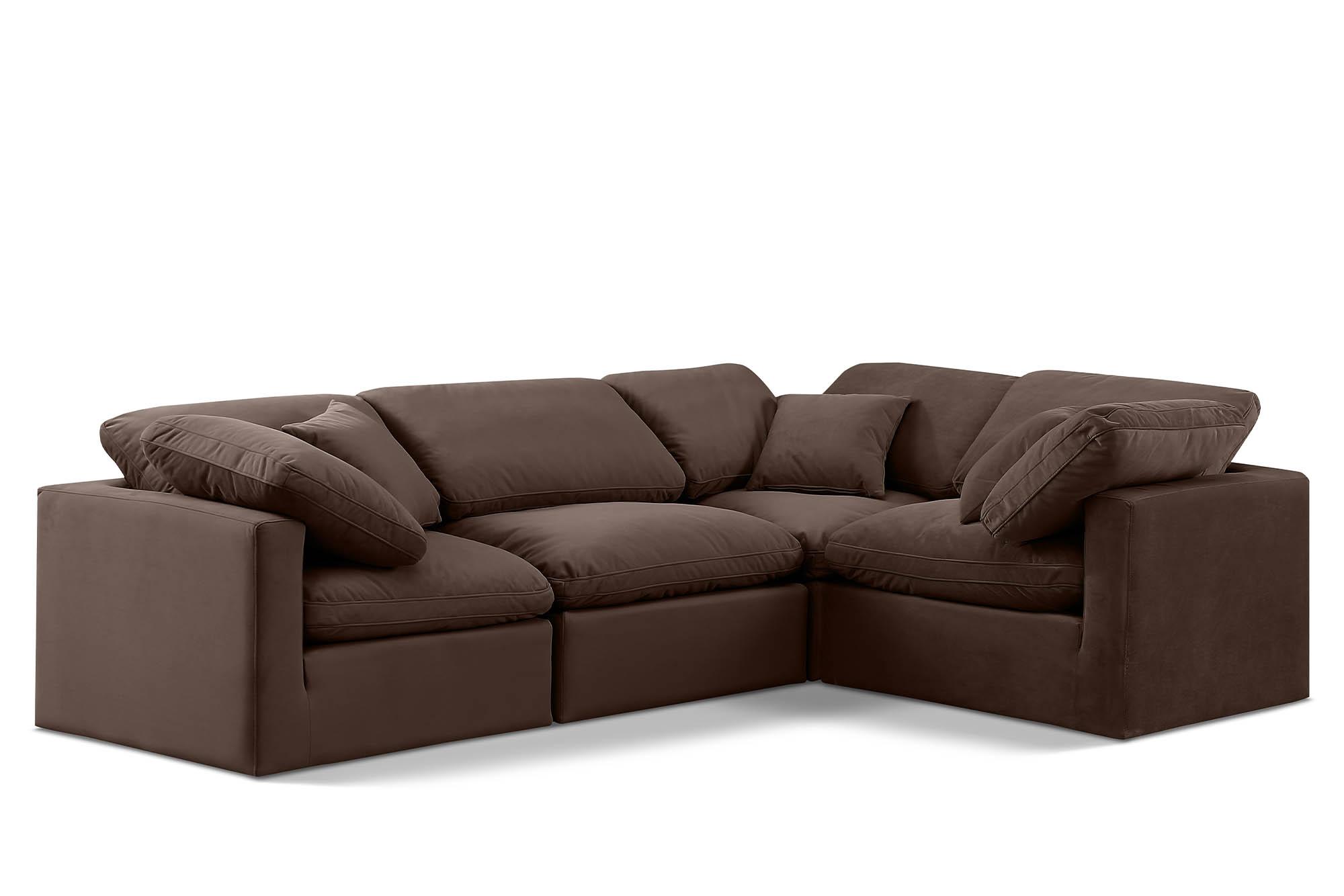 Contemporary, Modern Modular Sectional Sofa INDULGE 147Brown-Sec4C 147Brown-Sec4C in Brown Velvet