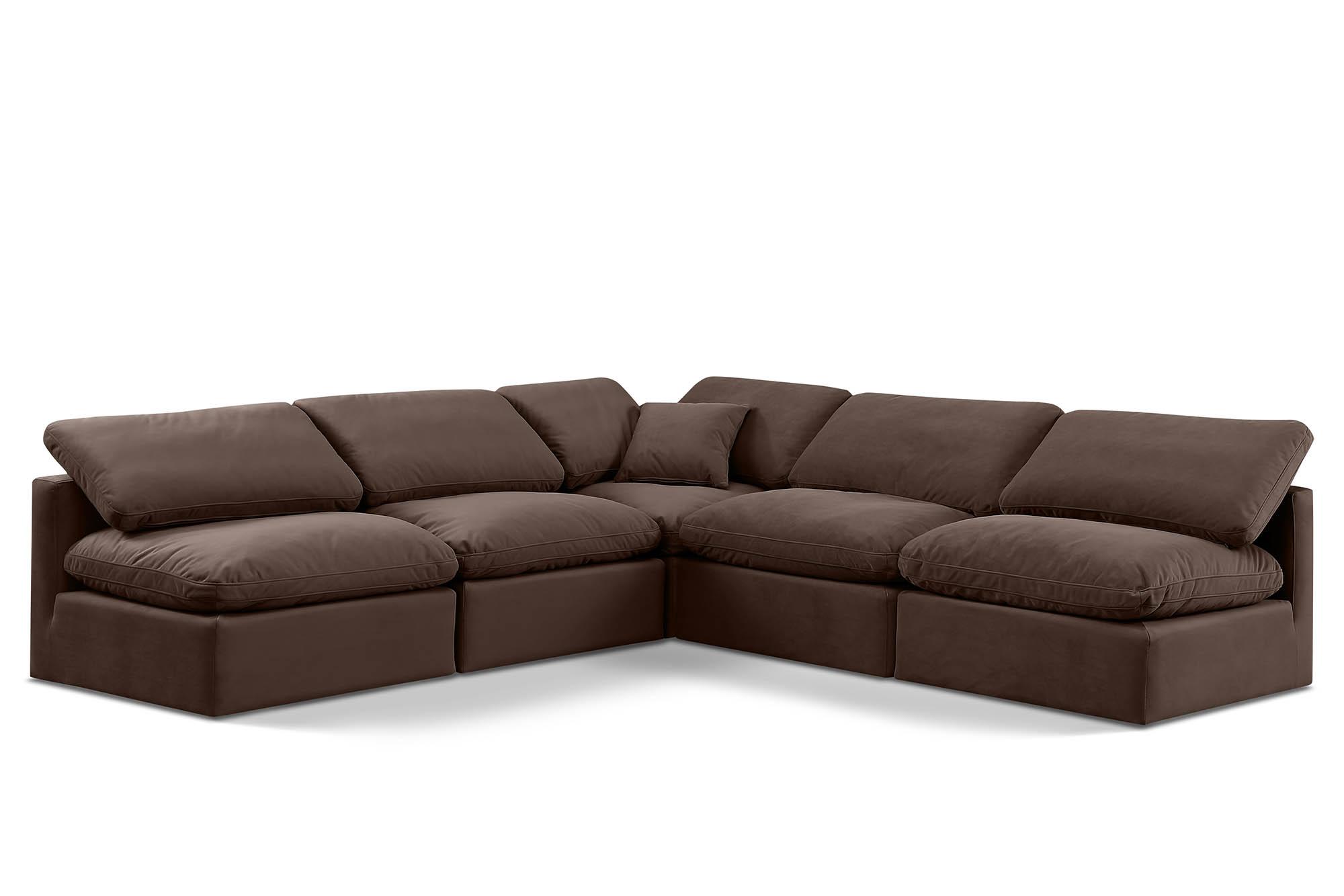 Contemporary, Modern Modular Sectional Sofa INDULGE 147Brown-Sec5B 147Brown-Sec5B in Brown Velvet