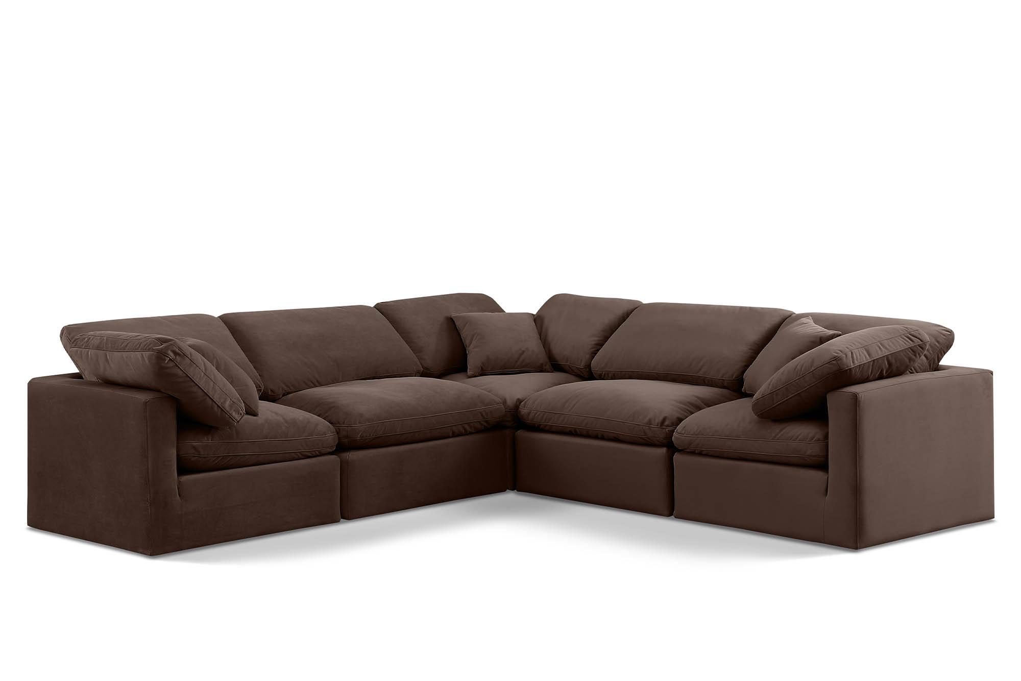 Contemporary, Modern Modular Sectional Sofa INDULGE 147Brown-Sec5C 147Brown-Sec5C in Brown Velvet