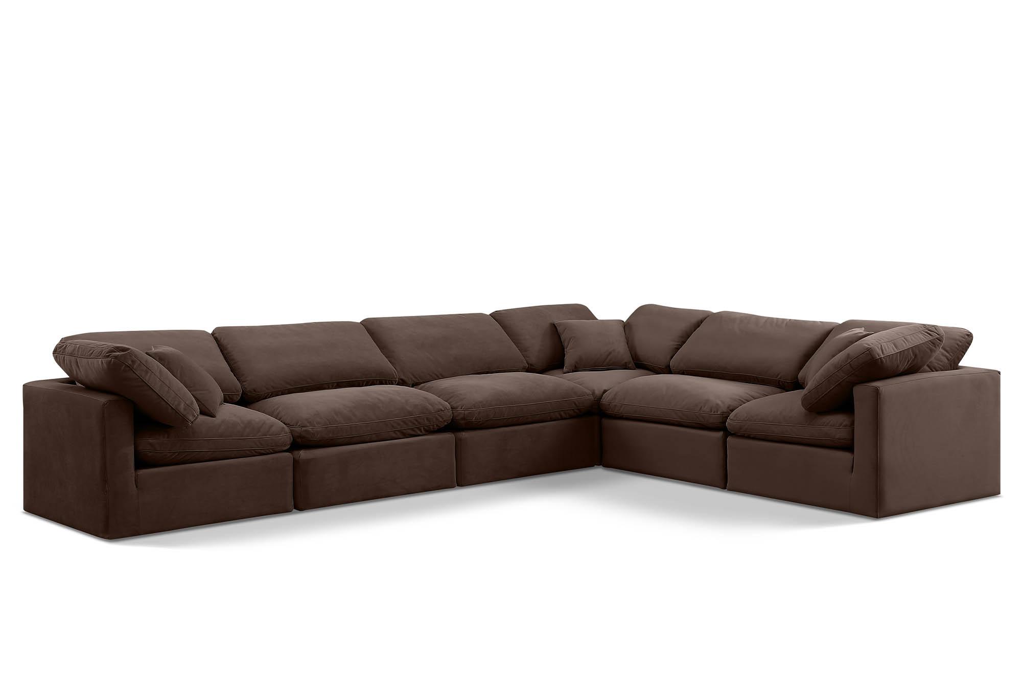 Contemporary, Modern Modular Sectional Sofa INDULGE 147Brown-Sec6A 147Brown-Sec6A in Brown Velvet