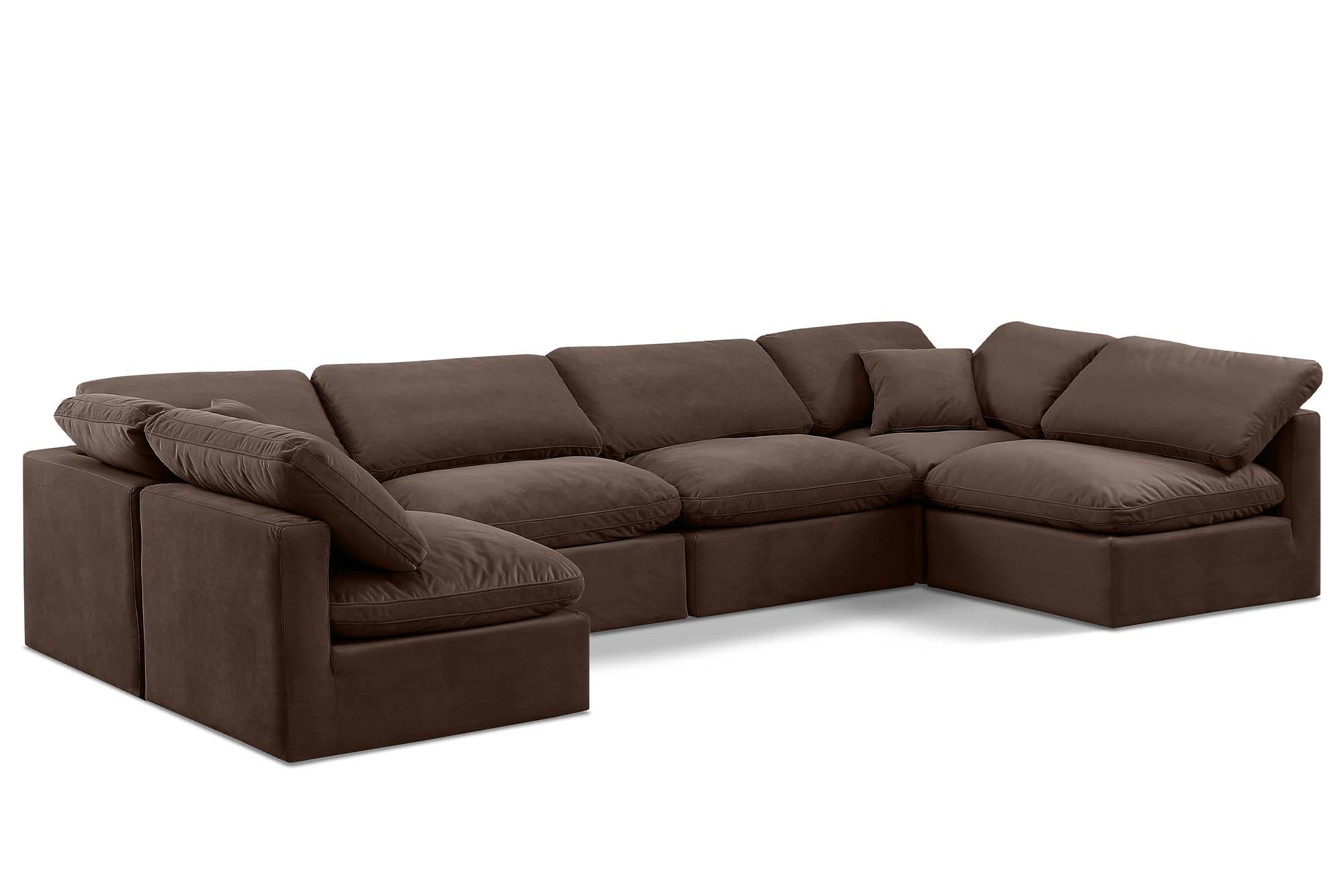 Contemporary, Modern Modular Sectional Sofa INDULGE 147Brown-Sec6D 147Brown-Sec6D in Brown Velvet