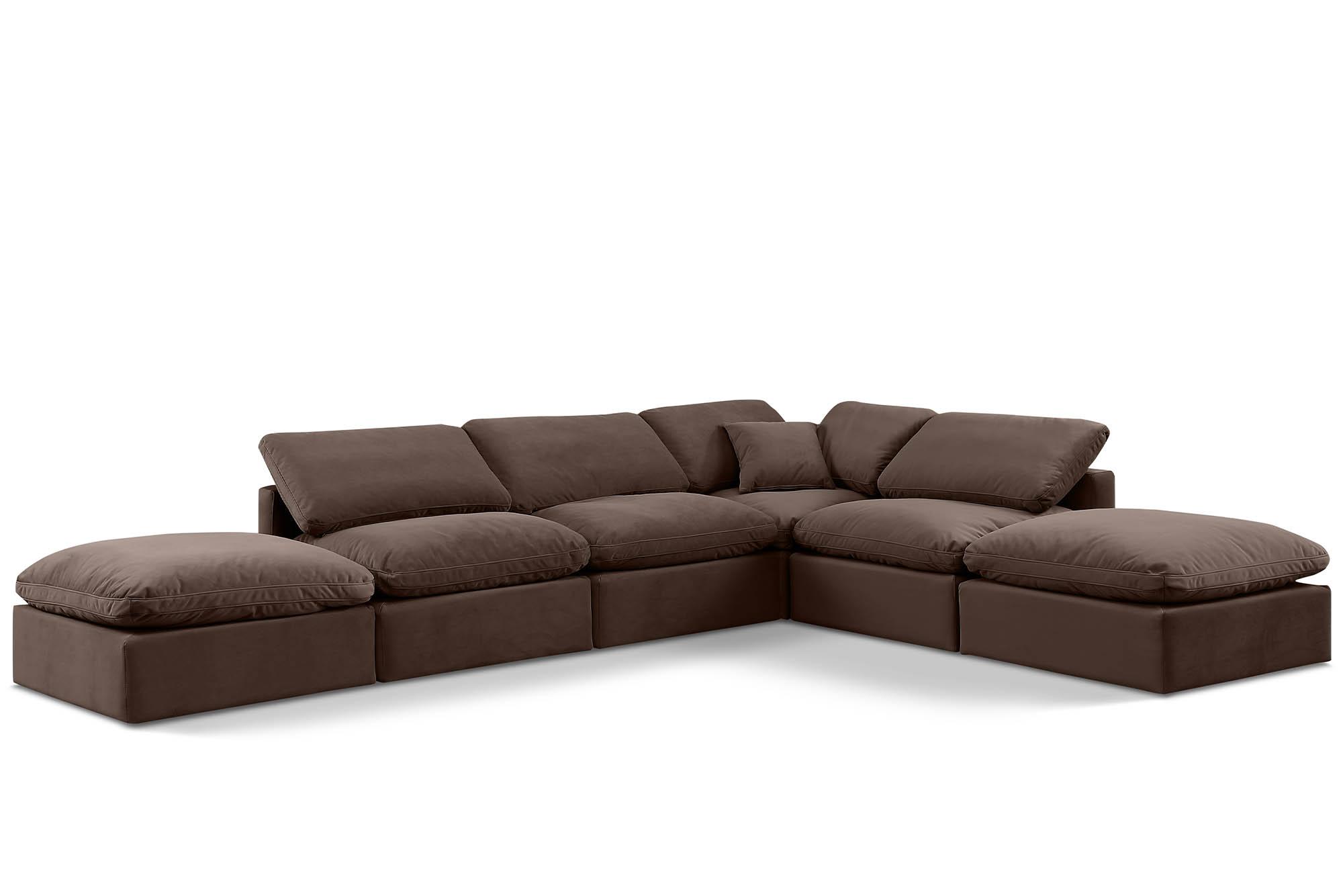 Contemporary, Modern Modular Sectional Sofa INDULGE 147Brown-Sec6E 147Brown-Sec6E in Brown Velvet