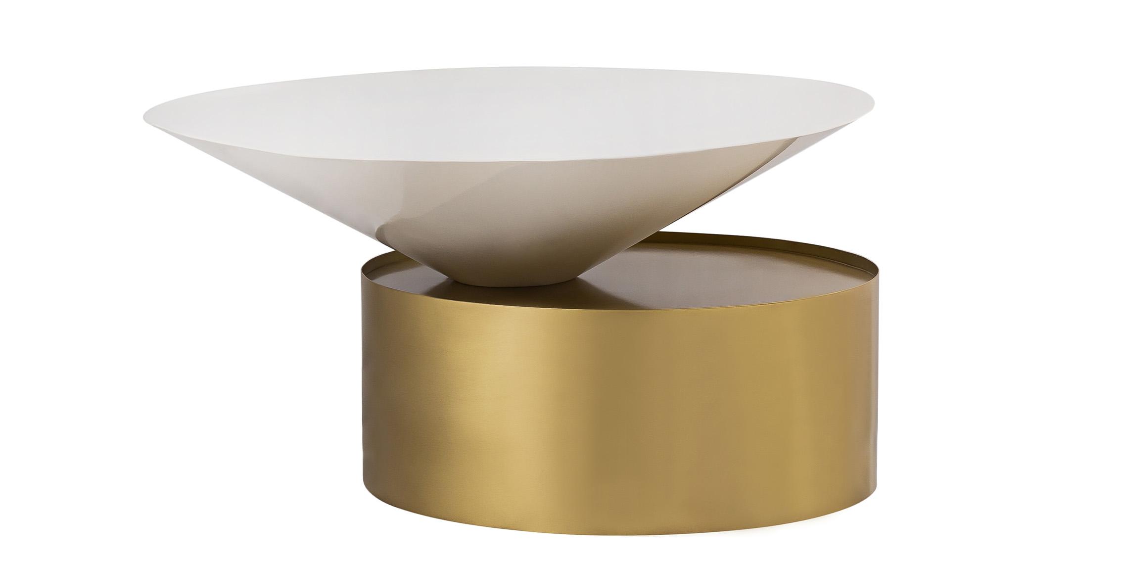

    
Brushed Brass & White Metal Coffee Table DAMON 268-C Meridian Modern
