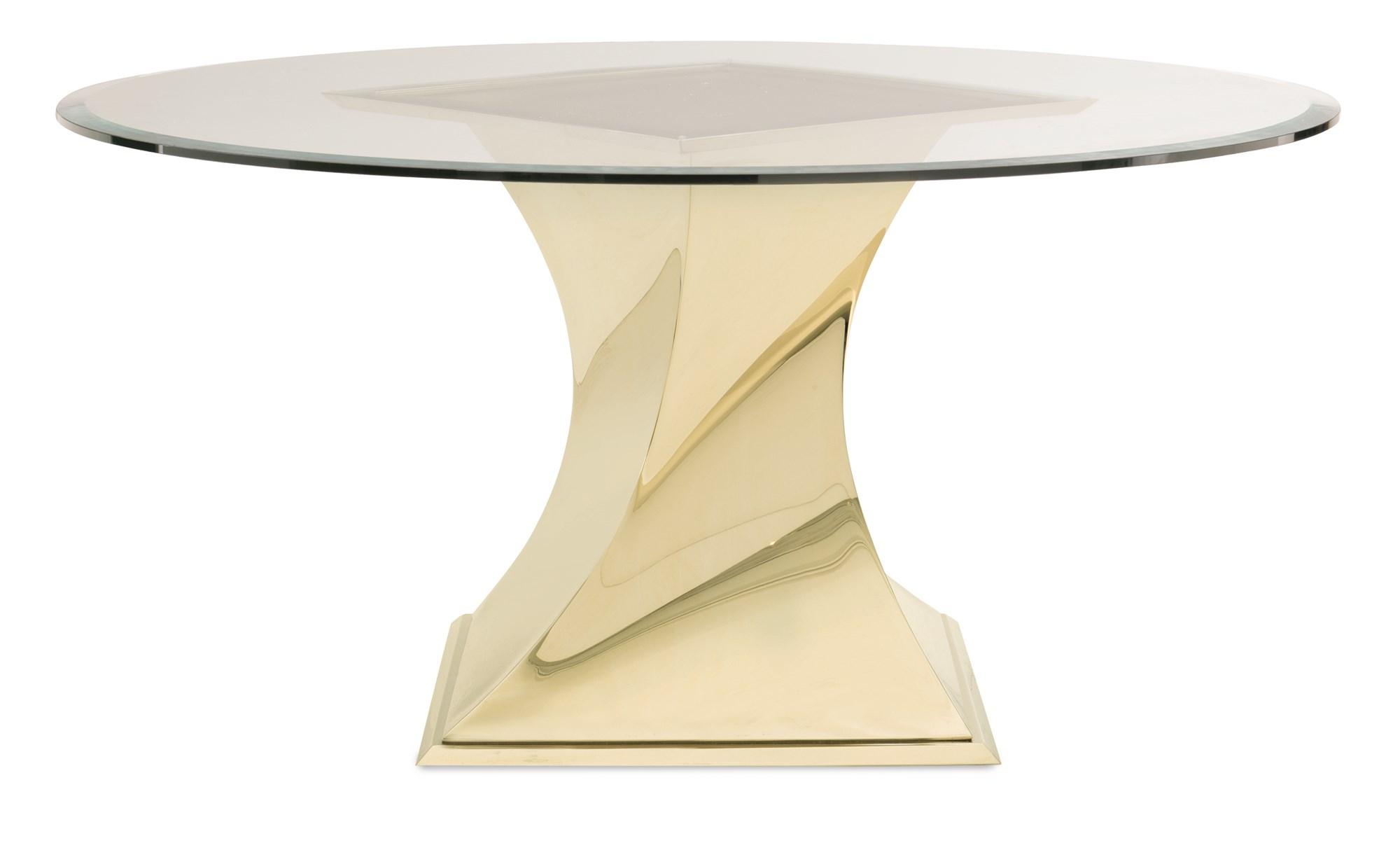 

    
Brushed Gold Bullion Twisting Base Modern Dining Table DO A 360 by Caracole
