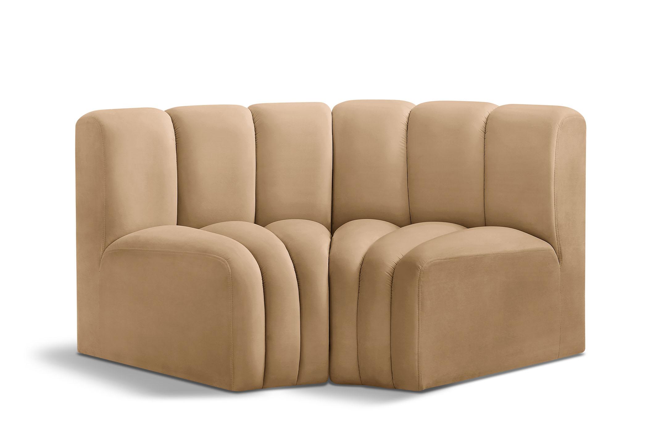 Contemporary, Modern Modular Sectional Sofa ARC 103Camel-S2B 103Camel-S2B in Camel Velvet