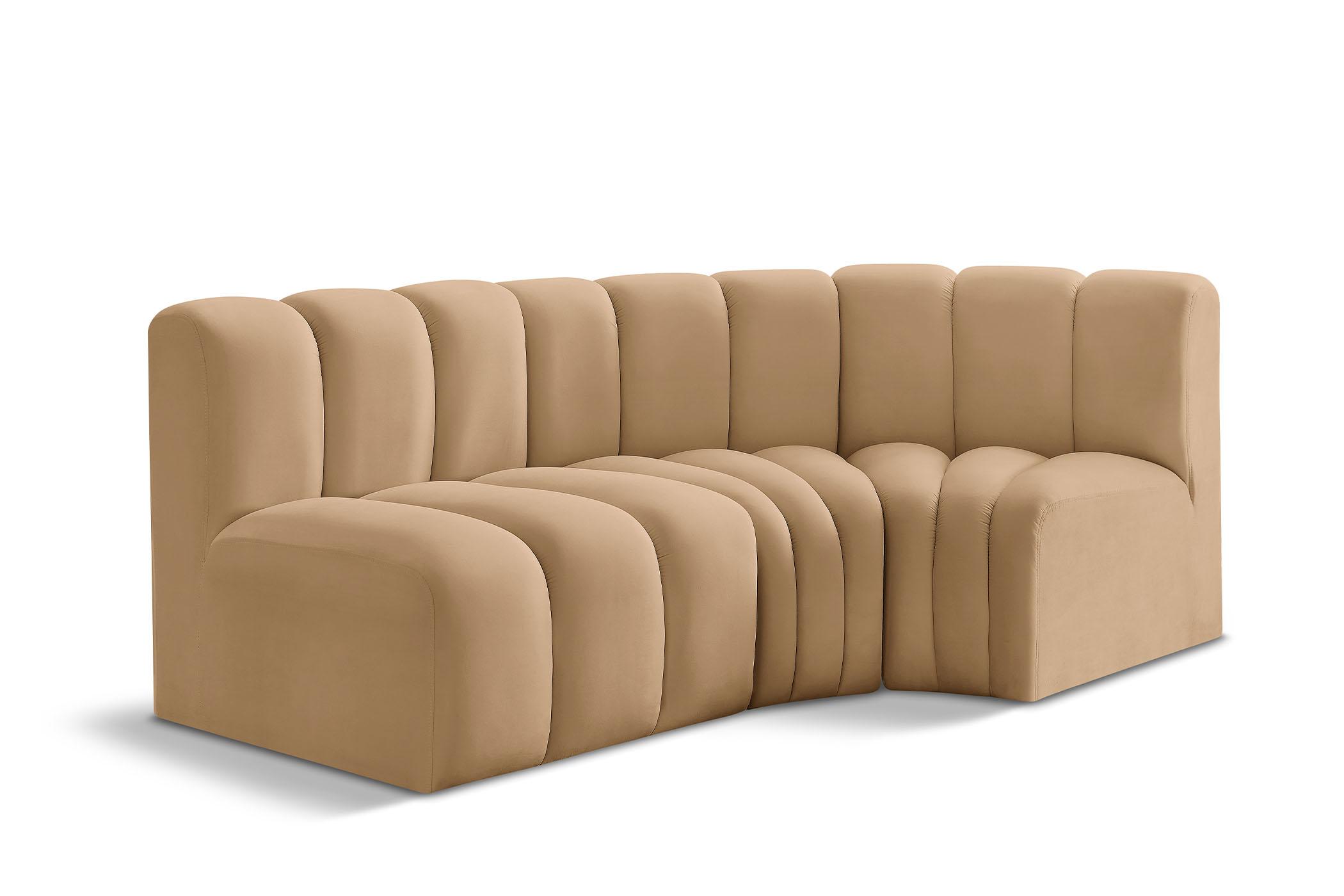 Contemporary, Modern Modular Sectional Sofa ARC 103Camel-S3A 103Camel-S3A in Camel Velvet