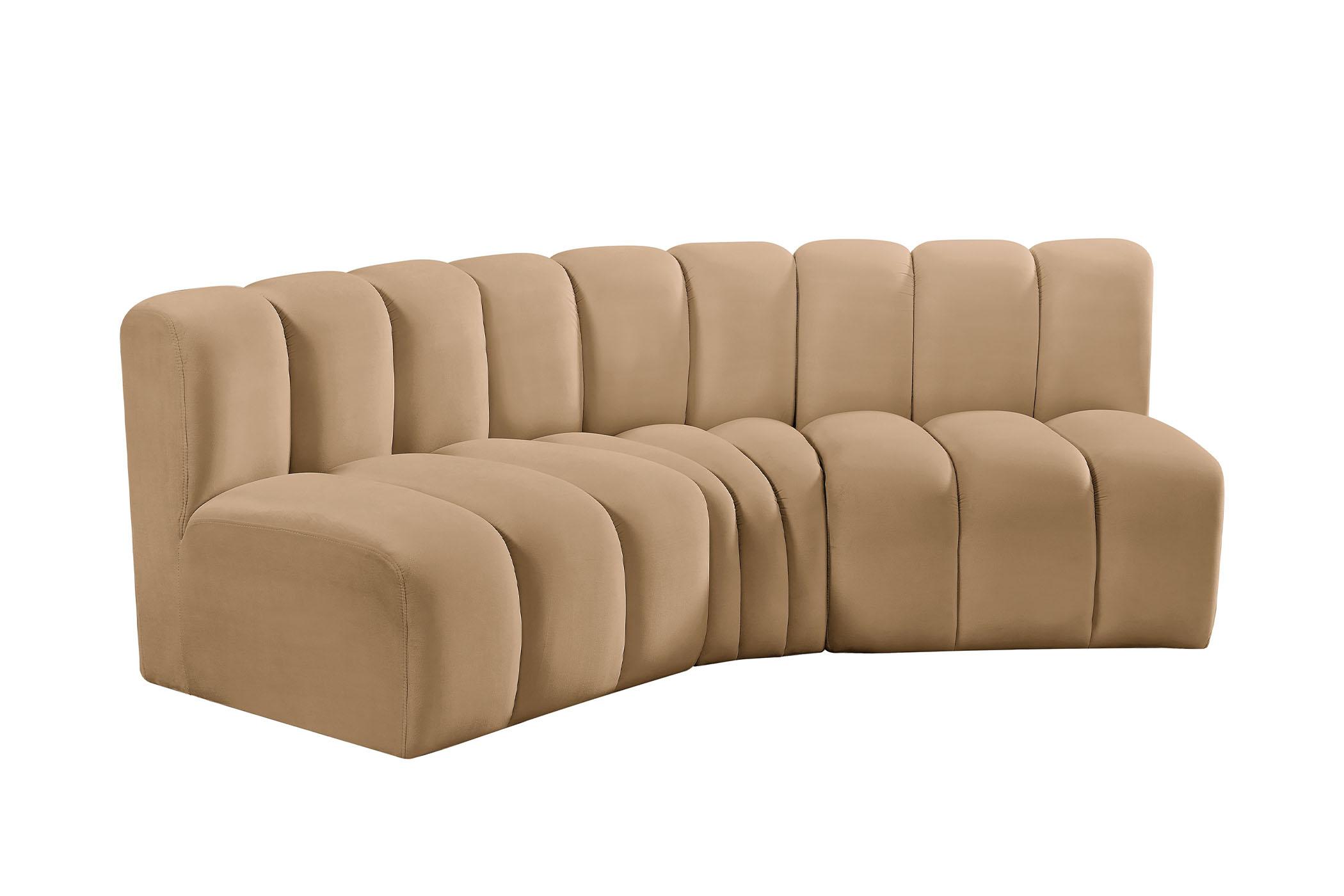 Contemporary, Modern Modular Sectional Sofa ARC 103Camel-S3B 103Camel-S3B in Camel Velvet