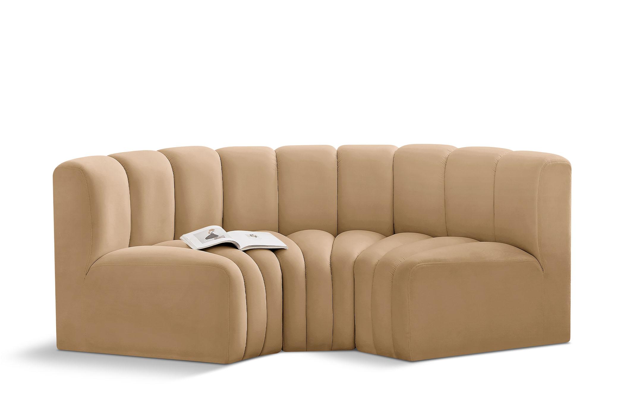 Contemporary, Modern Modular Sectional Sofa ARC 103Camel-S3C 103Camel-S3C in Camel Velvet