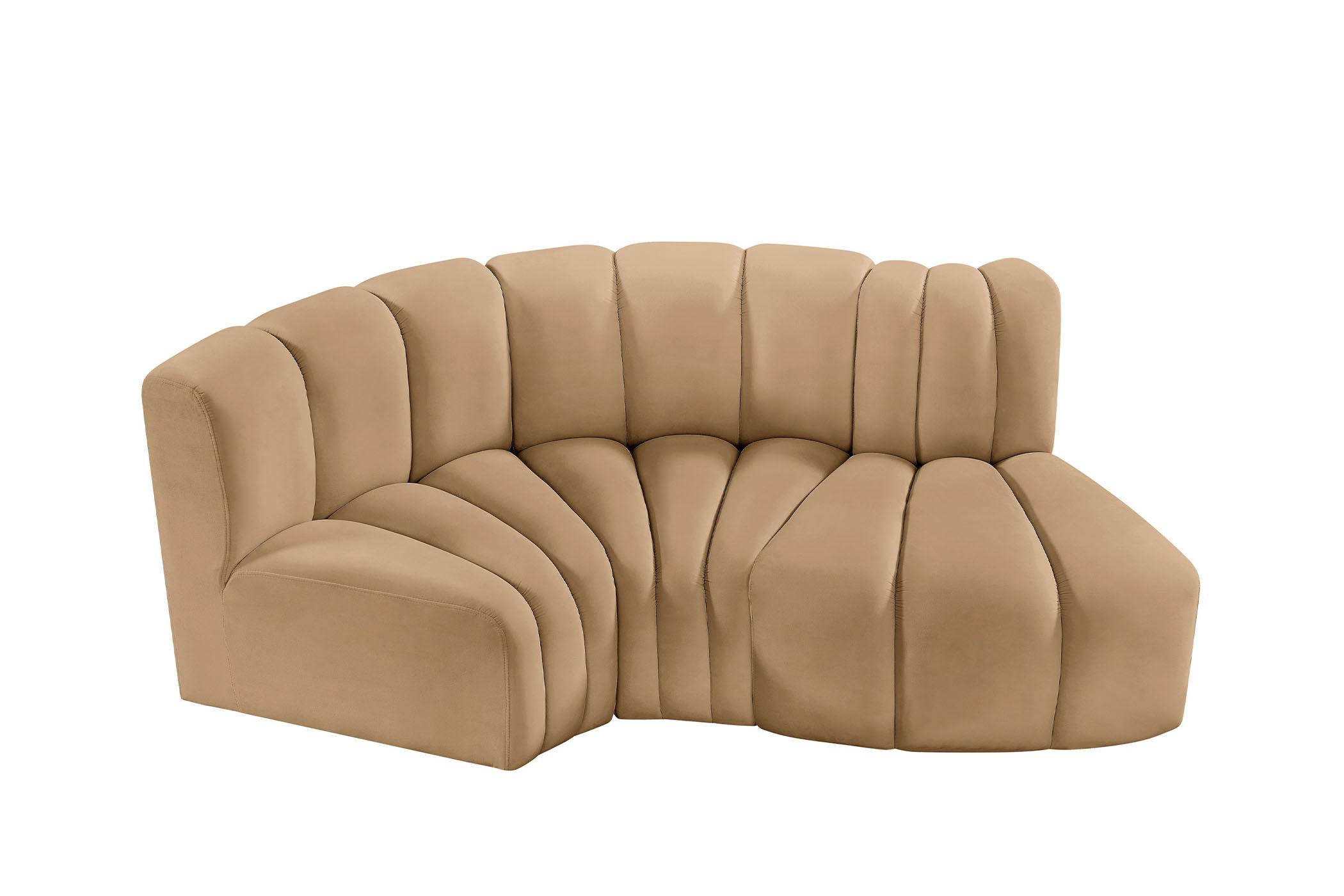 Contemporary, Modern Modular Sectional Sofa ARC 103Camel-S3D 103Camel-S3D in Camel Velvet