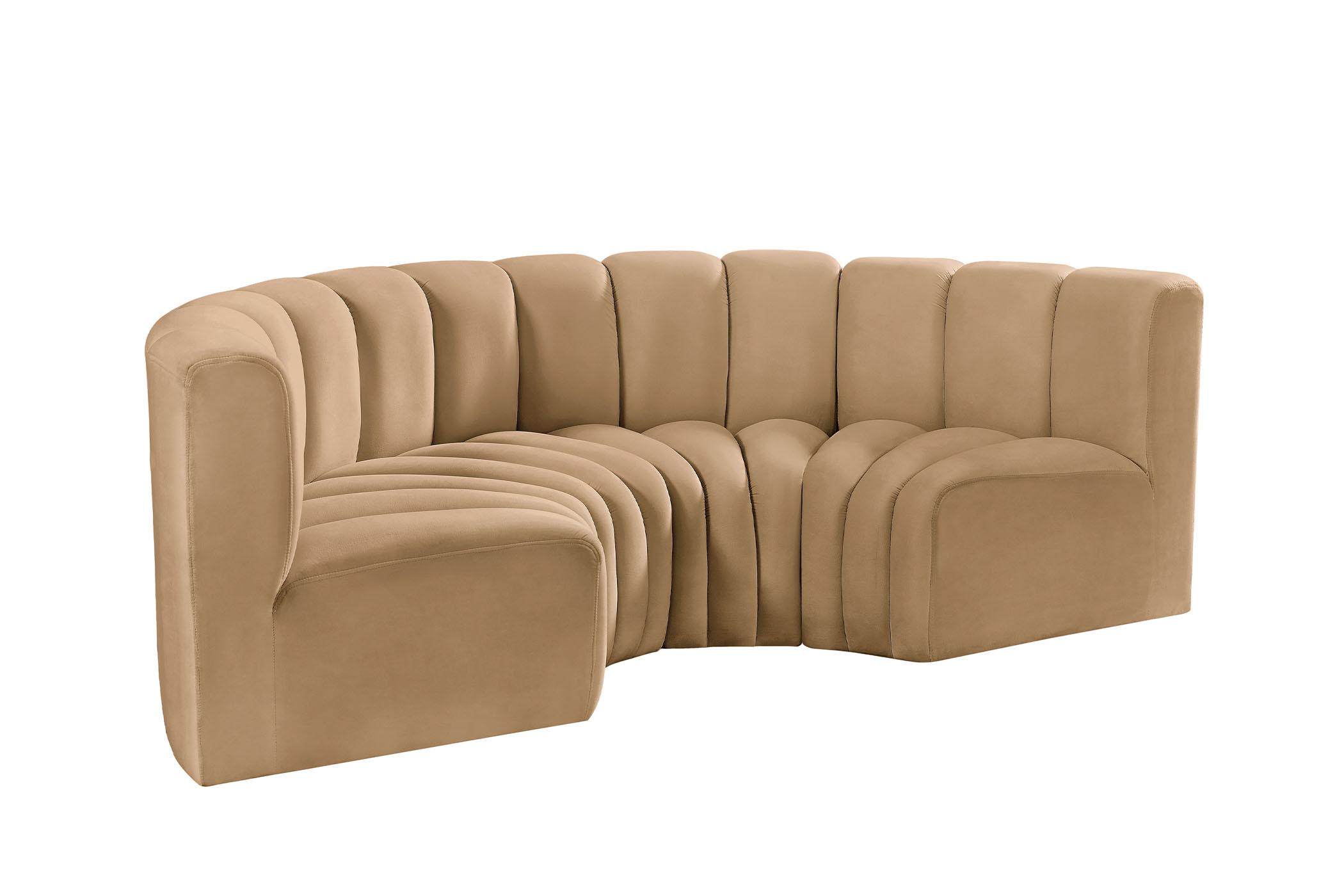 Contemporary, Modern Modular Sectional Sofa ARC 103Camel-S4C 103Camel-S4C in Camel Velvet