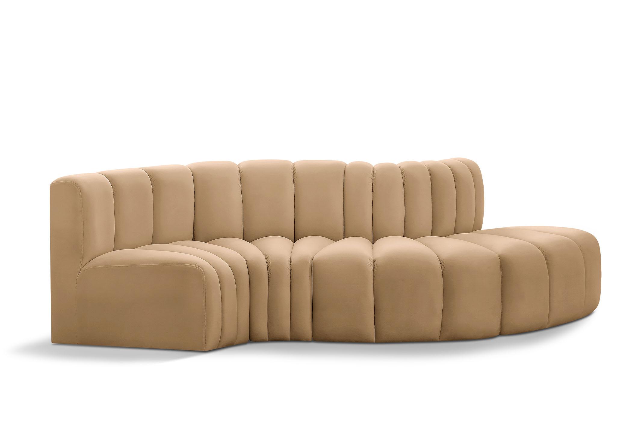 Contemporary, Modern Modular Sectional Sofa ARC 103Camel-S4D 103Camel-S4D in Camel Velvet