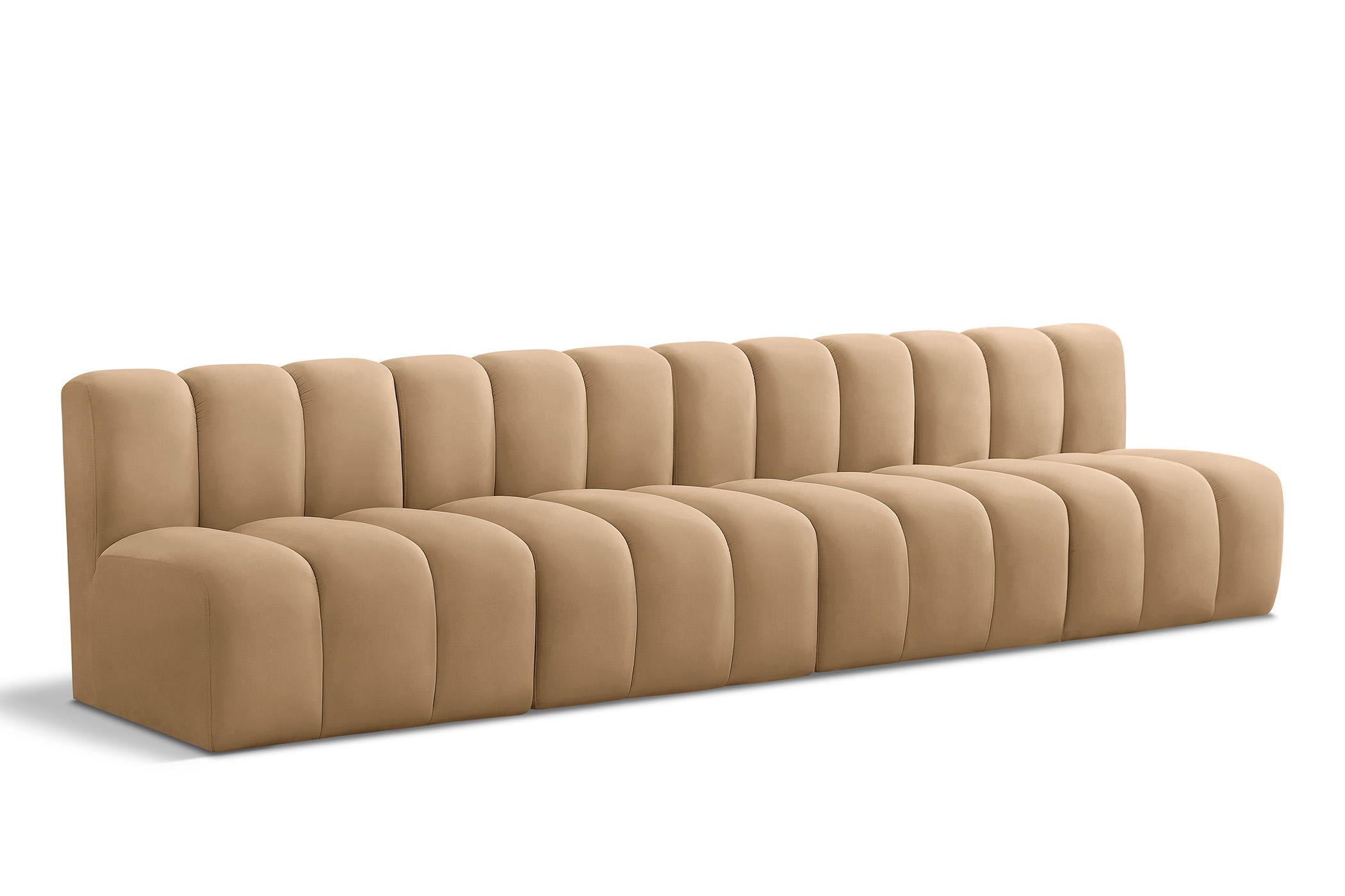 Contemporary, Modern Modular Sectional Sofa ARC 103Camel-S4E 103Camel-S4E in Camel Velvet