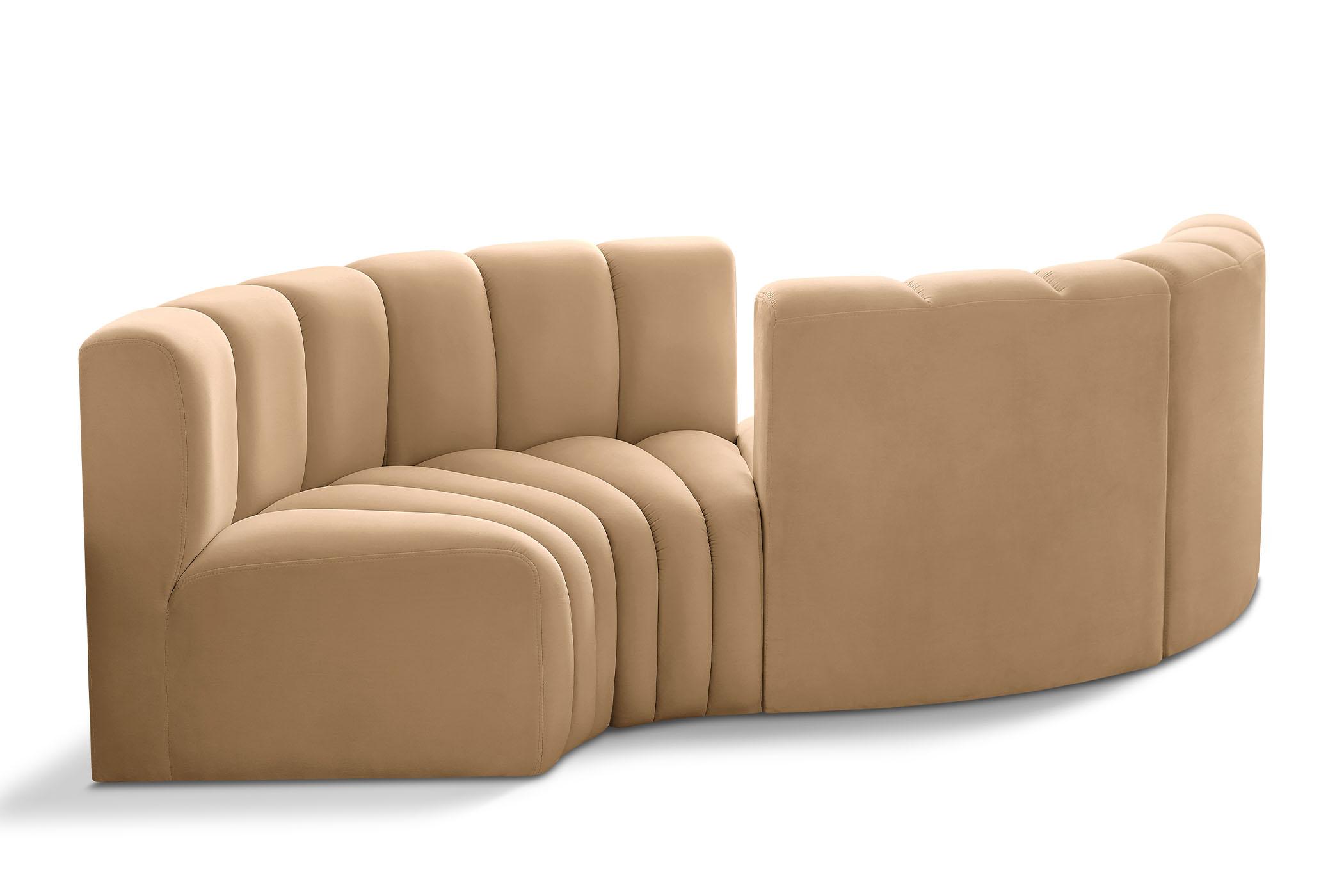 Contemporary, Modern Modular Sectional Sofa ARC 103Camel-S4F 103Camel-S4F in Camel Velvet