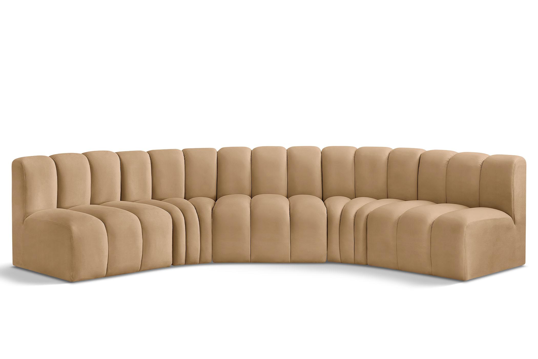 Contemporary, Modern Modular Sectional Sofa ARC 103Camel-S5A 103Camel-S5A in Camel Velvet