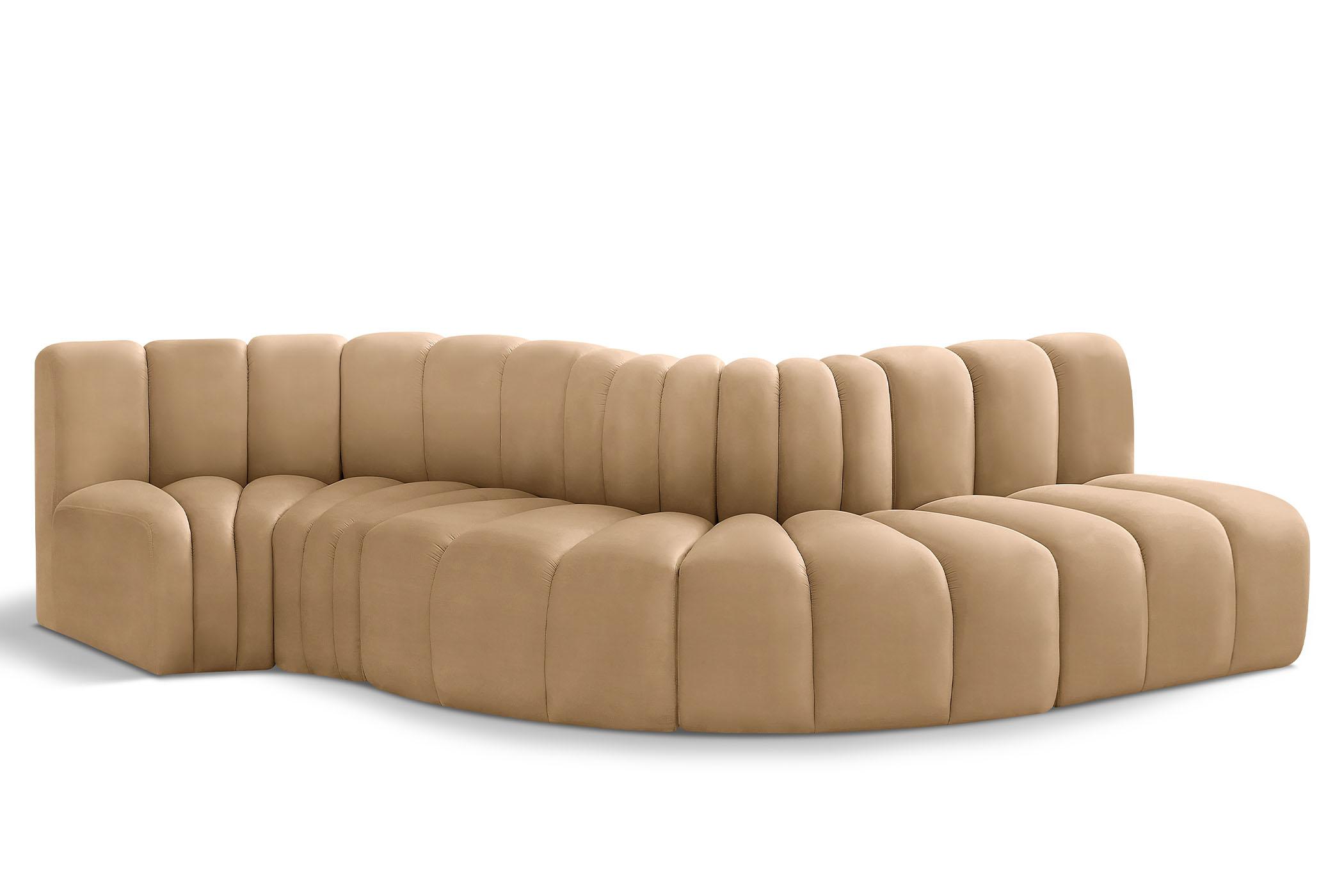 Contemporary, Modern Modular Sectional Sofa ARC 103Camel-S5B 103Camel-S5B in Camel Velvet