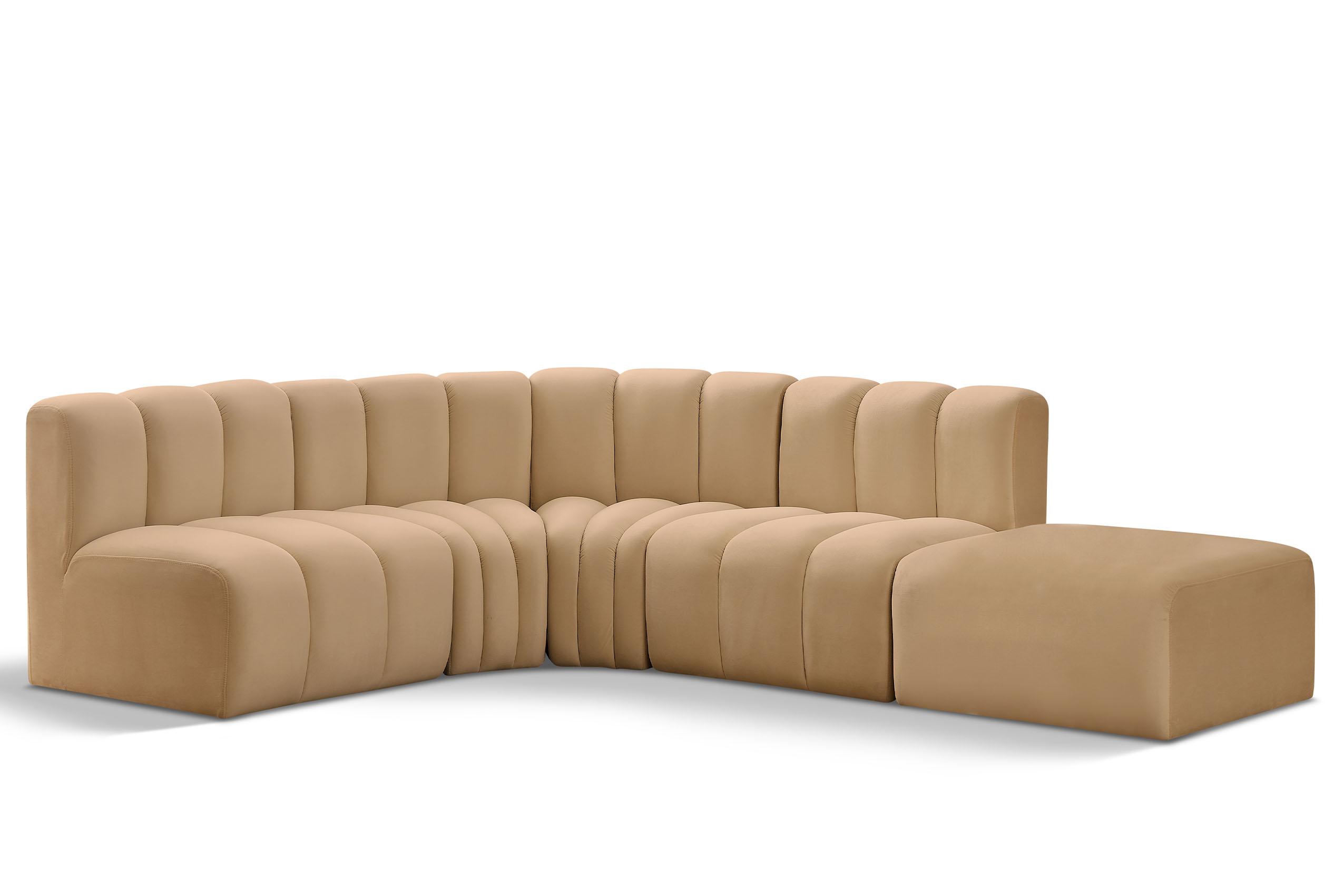 Contemporary, Modern Modular Sectional Sofa ARC 103Camel-S5C 103Camel-S5C in Camel Velvet