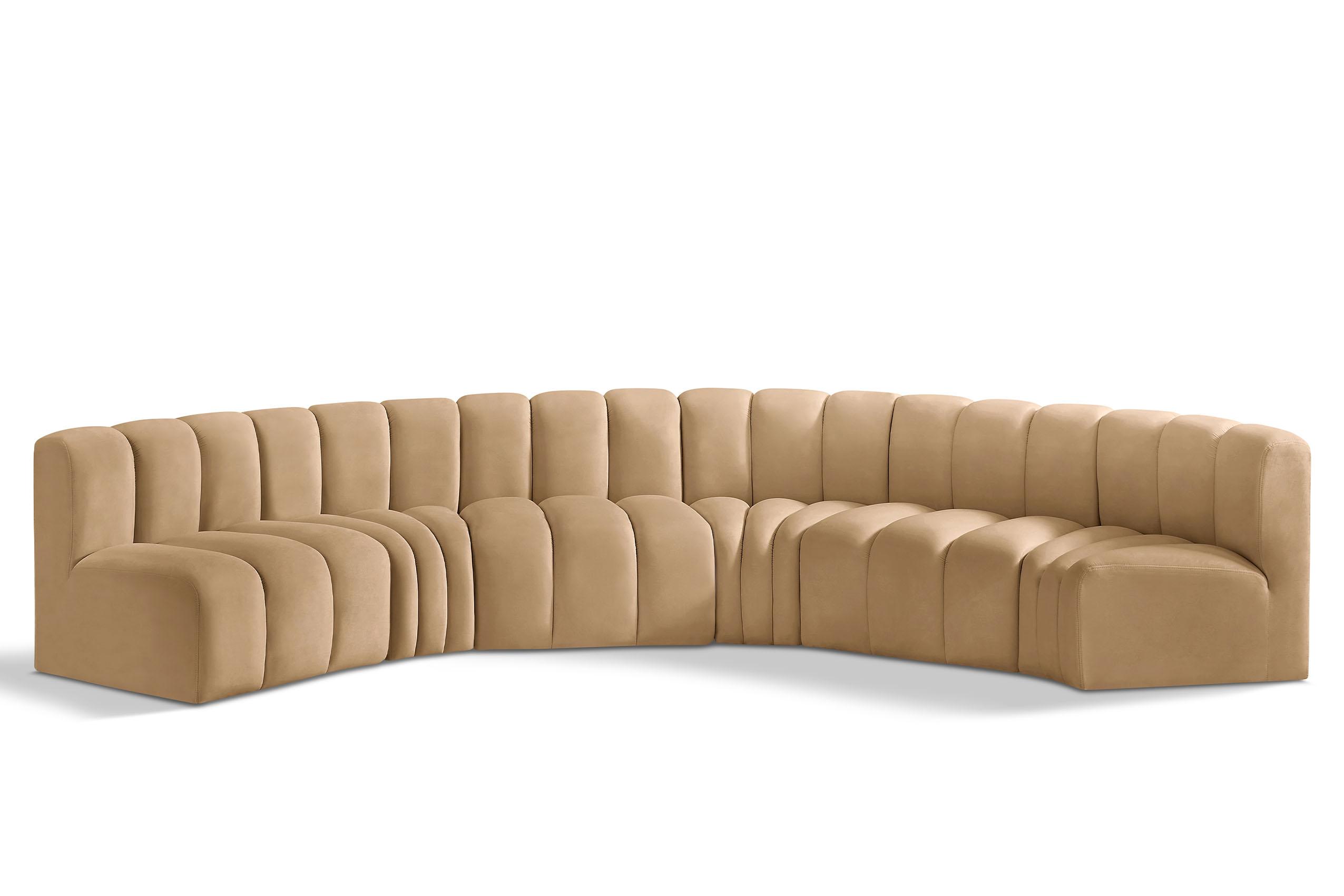 Contemporary, Modern Modular Sectional Sofa ARC 103Camel-S6B 103Camel-S6B in Camel Velvet