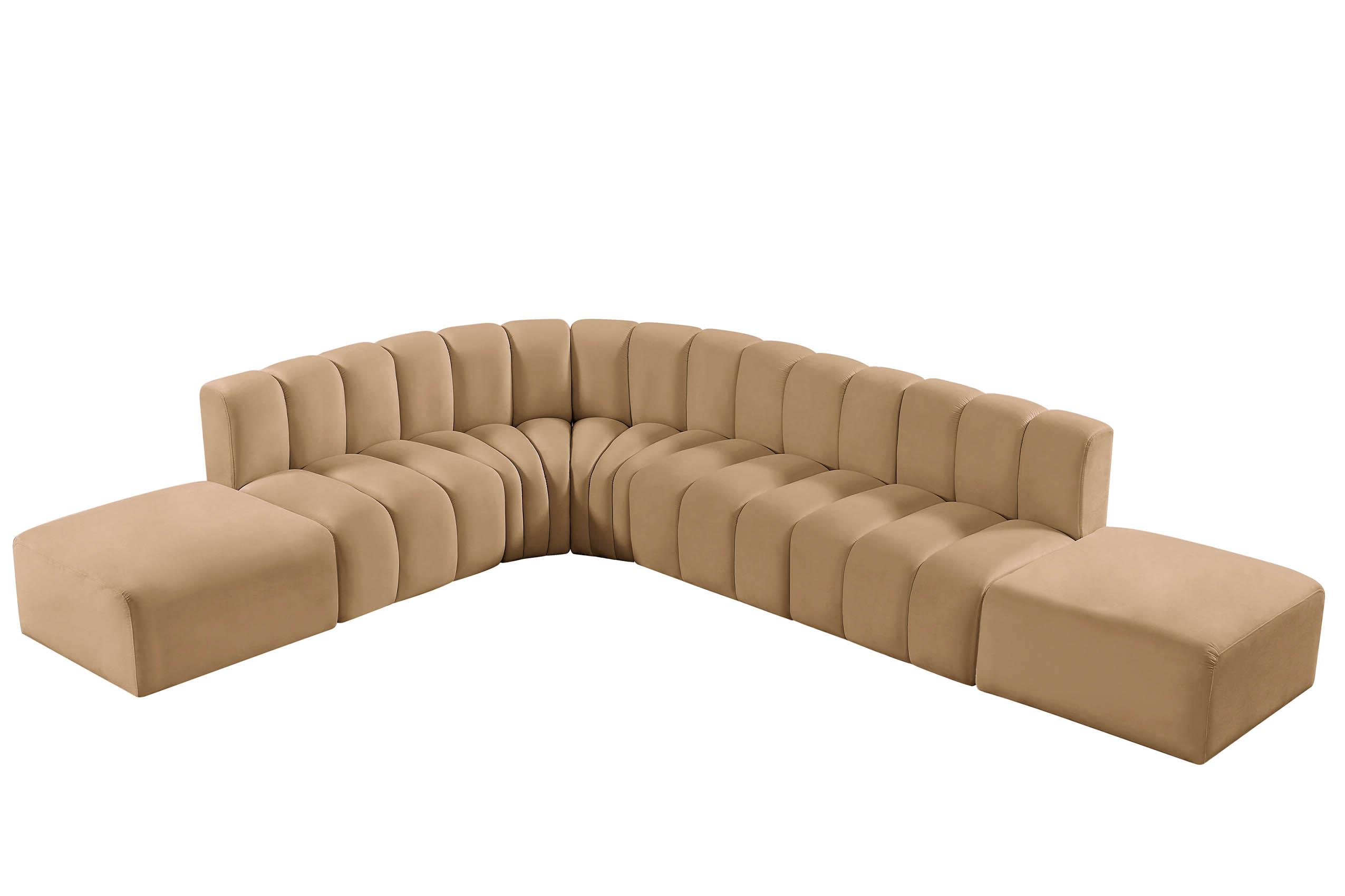 Contemporary, Modern Modular Sectional Sofa ARC 103Camel-S7A 103Camel-S7A in Camel Velvet