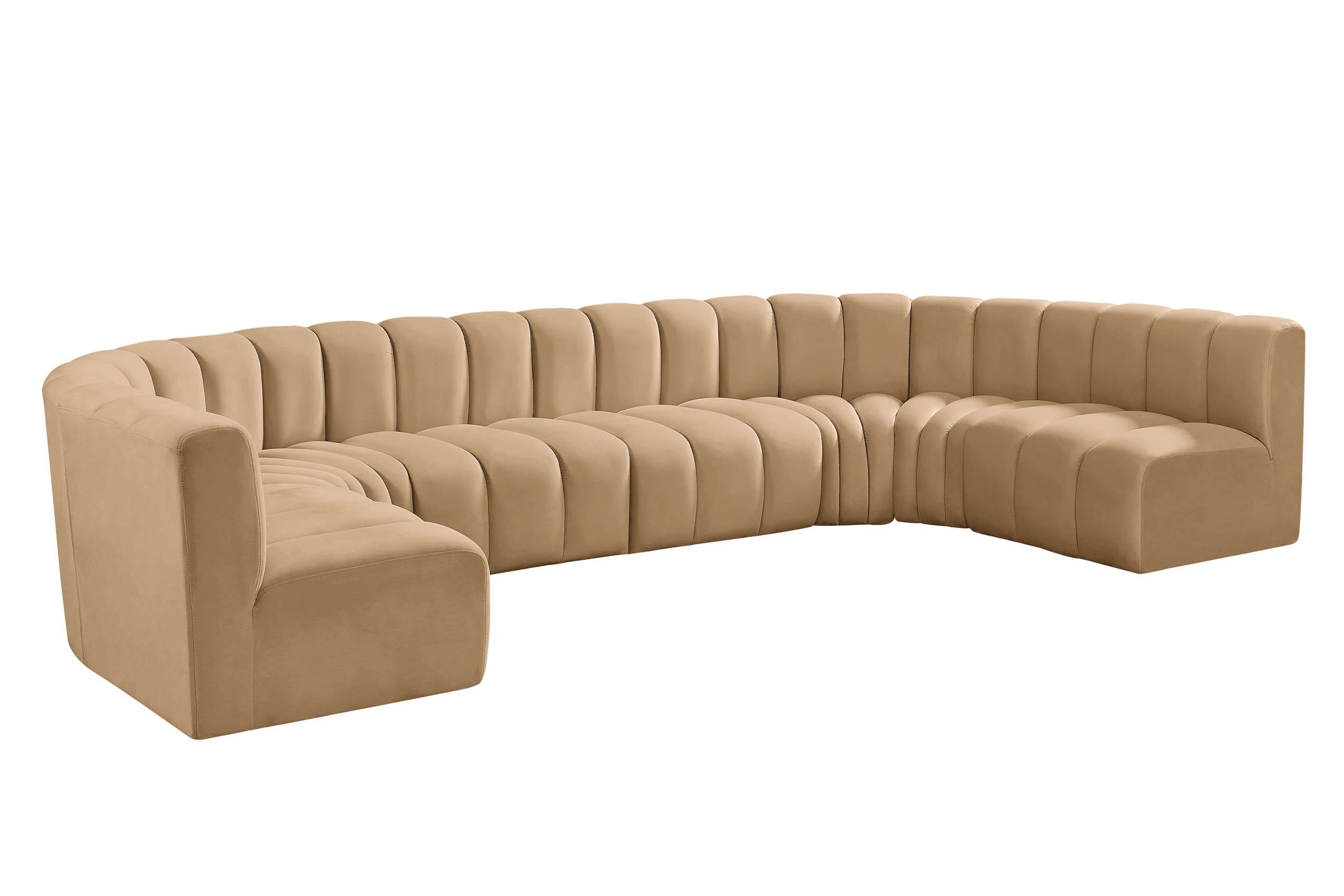 Contemporary, Modern Modular Sectional Sofa ARC 103Camel-S8A 103Camel-S8A in Camel Velvet