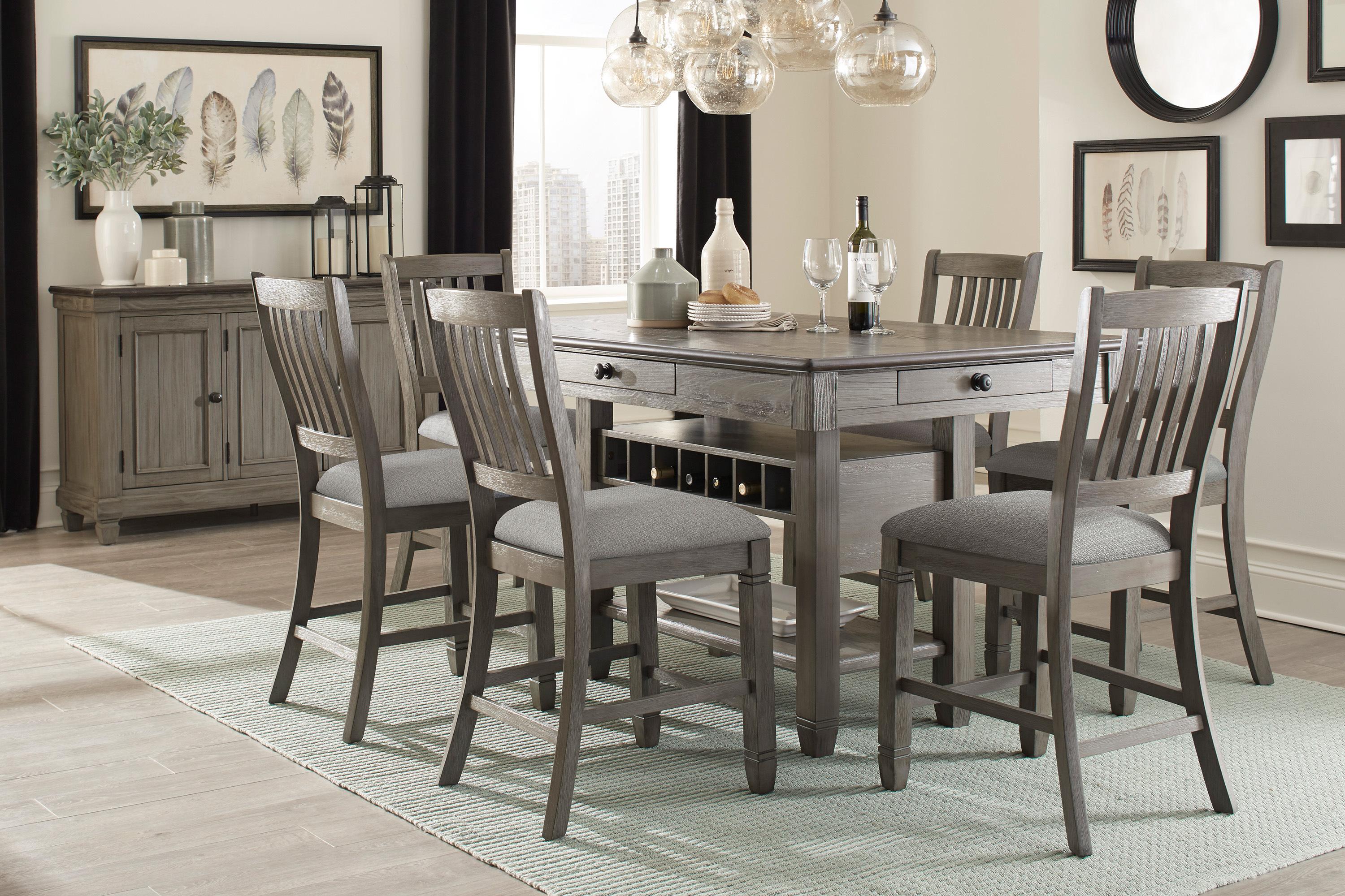 Casual Dining Room Set 5627GY-36-8PC Granby 5627GY-36-8PC in Gray Polyester