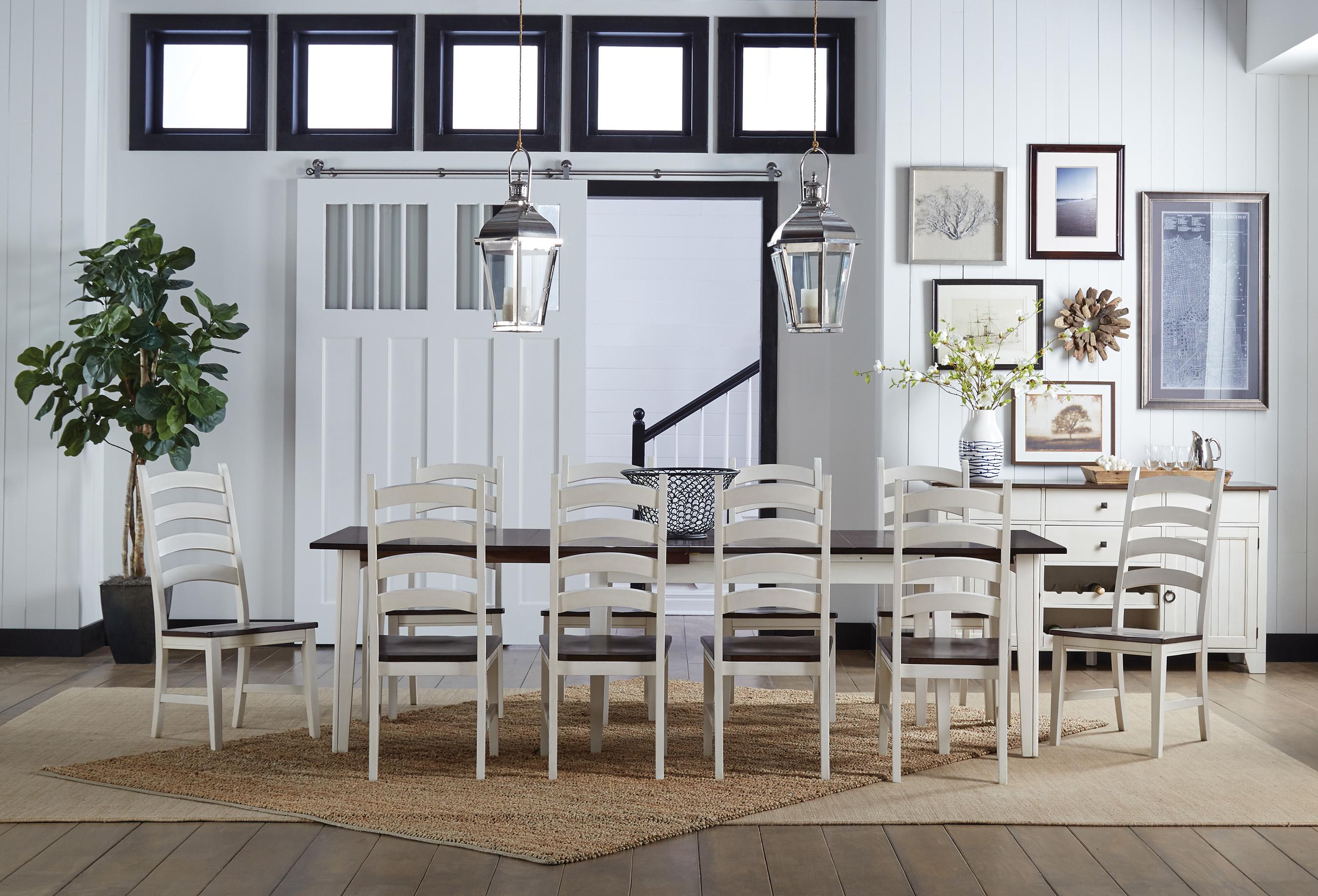 Rustic Dining Table Set Toluca TOLUCA-TOLCH617L-Set-12 in Coffee, Off-White 