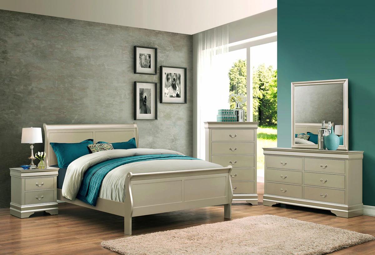 

    
Champagne Panel Bedroom Set by Crown Mark Louis Philip B3450-K-Bed-5pcs

