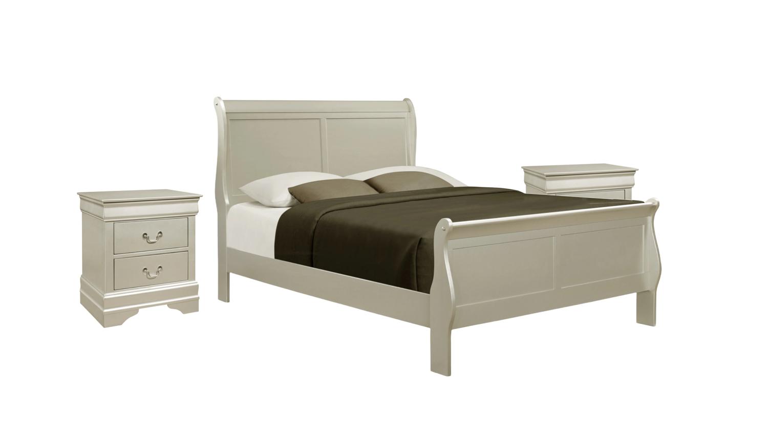 Contemporary, Simple Panel Bedroom Set Louis Philip B3450-Q-Bed-3pcs in Champagne 