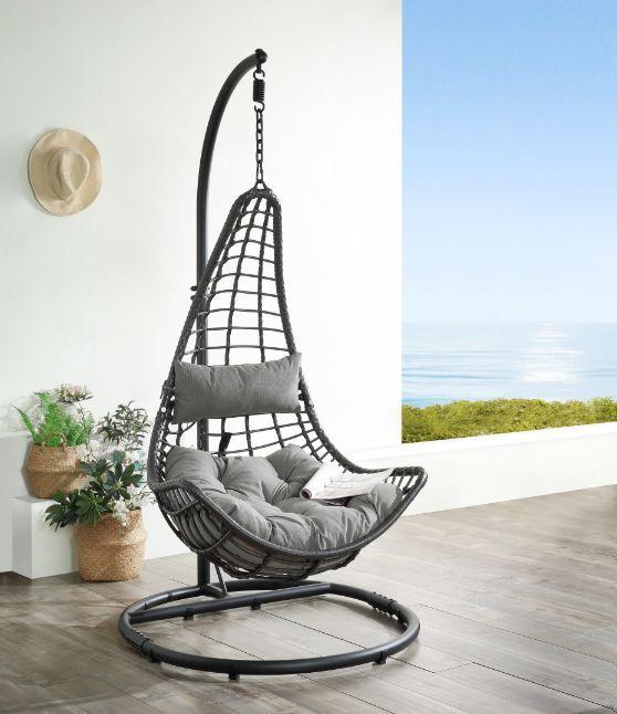 

    
Charcoal Wicker & Gray Fabric Patio Swing Chair by Acme Furniture Uzae 45105
