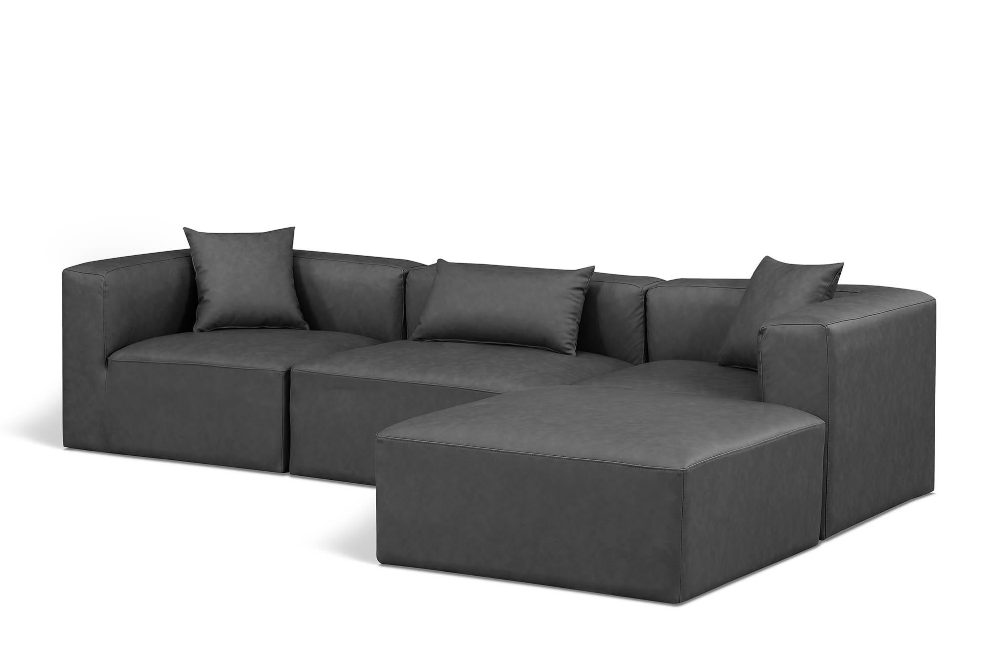 

    
Charcoal Grey Faux Leather Modular Sectional CUBE 668Grey-Sec4A Meridian Modern
