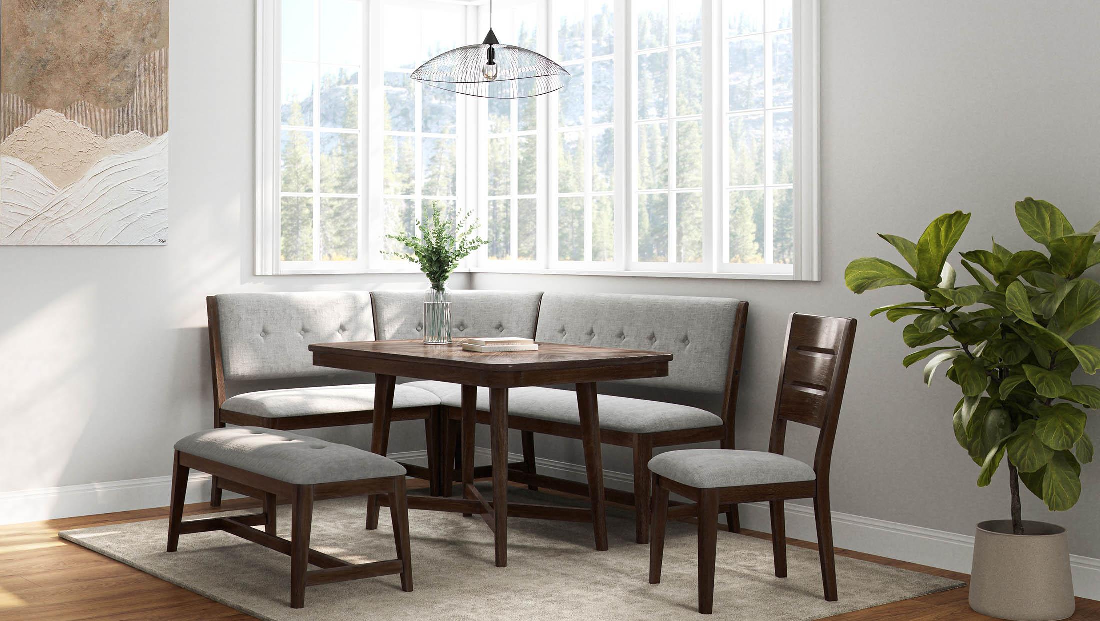 Modern Dining Table Set DORVAL 8540-500-Set-4 8540-500-Set-4 in Brown Fabric
