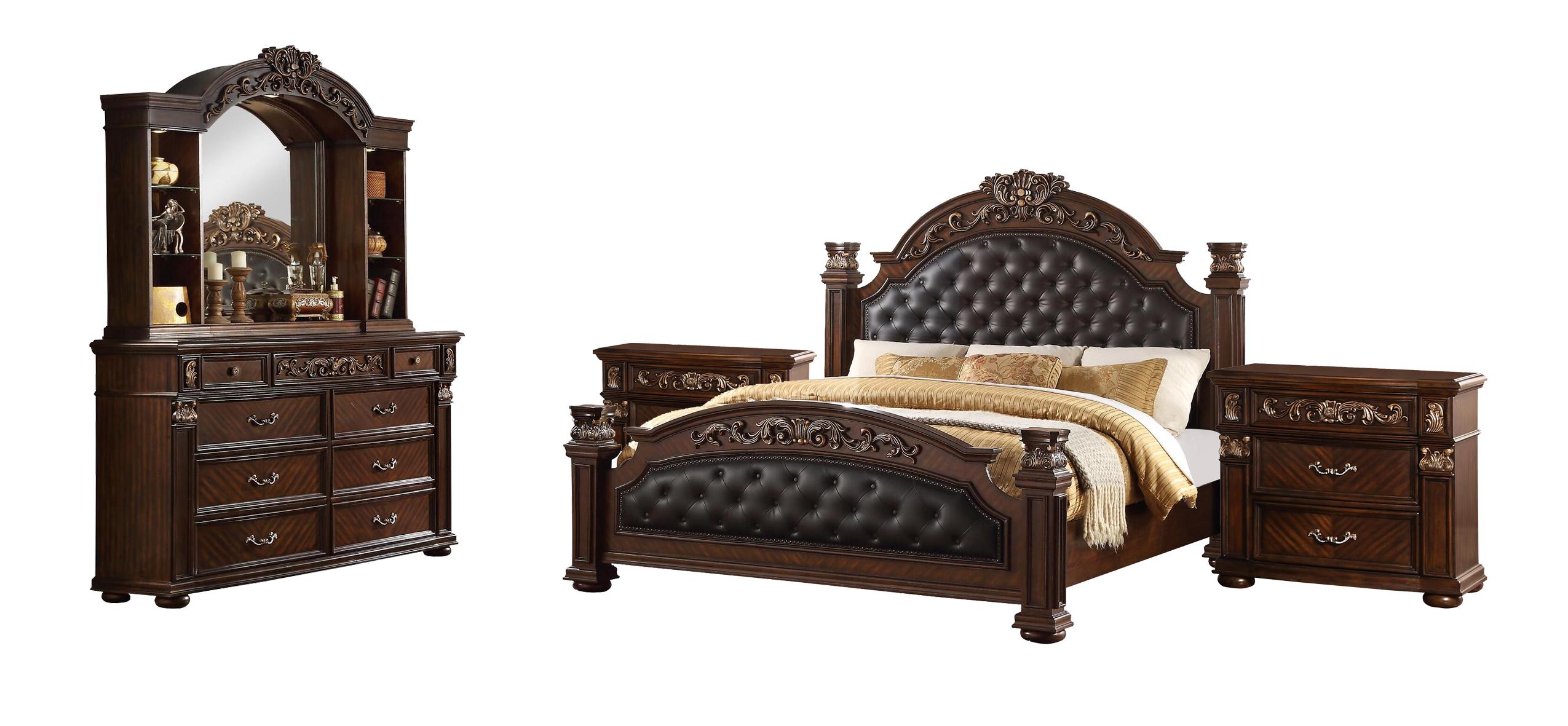 

    
Cherry Finish Wood King Bedroom Set 5Pcs Traditional Cosmos Furniture Aspen

