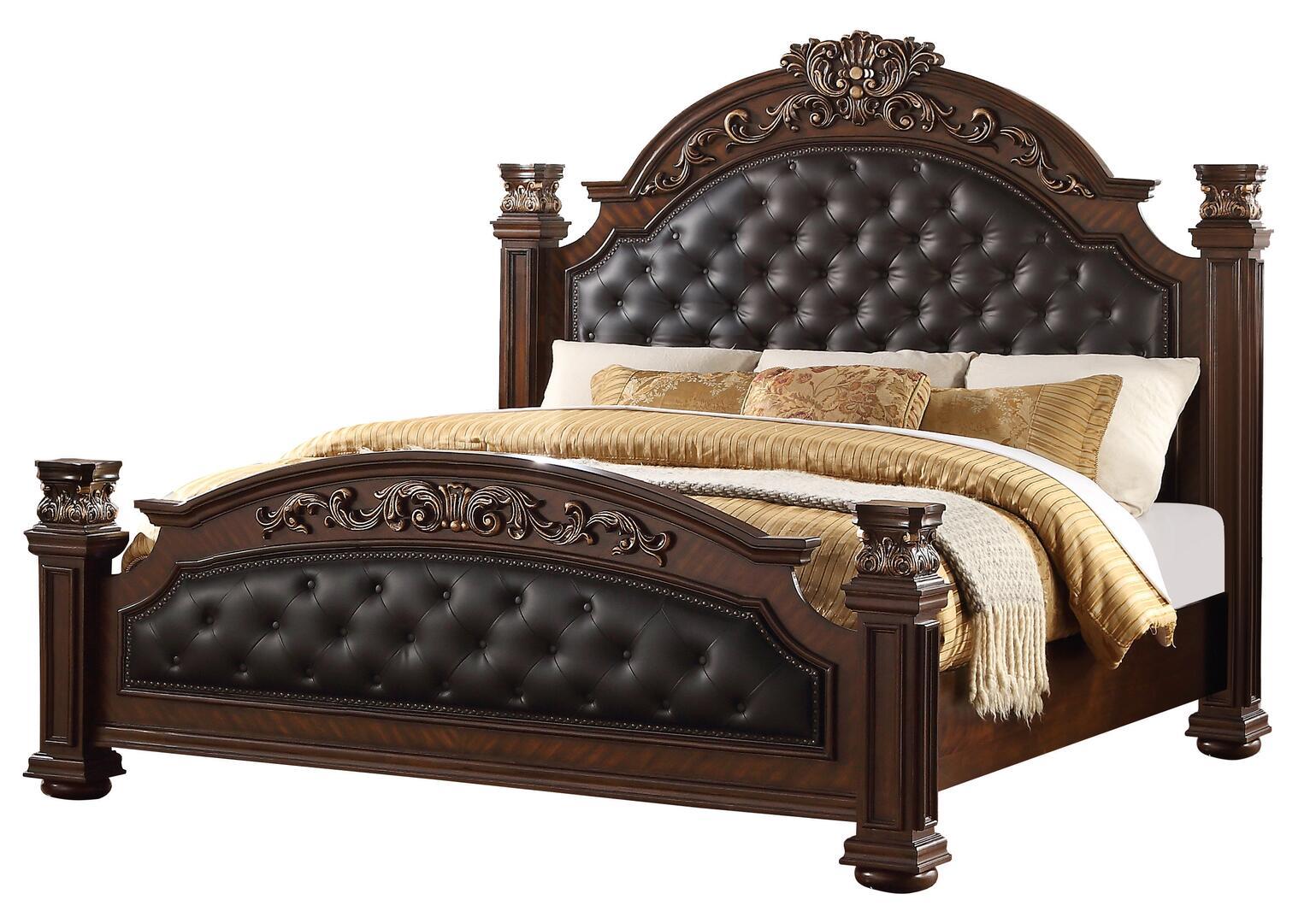 

    
Cherry Finish Wood King Bedroom Set 6Pcs w/Chest Traditional Cosmos Furniture Aspen
