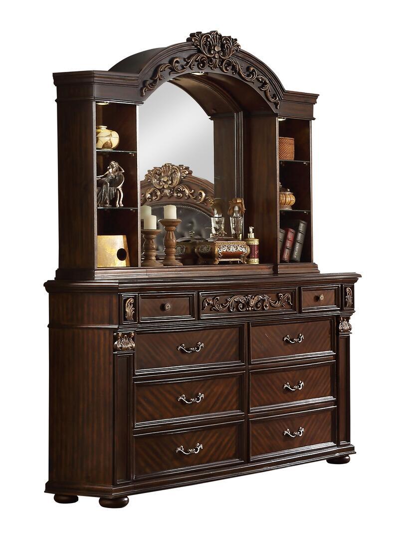 

    
 Shop  Cherry Finish Wood King Bedroom Set 6Pcs w/Chest Traditional Cosmos Furniture Aspen
