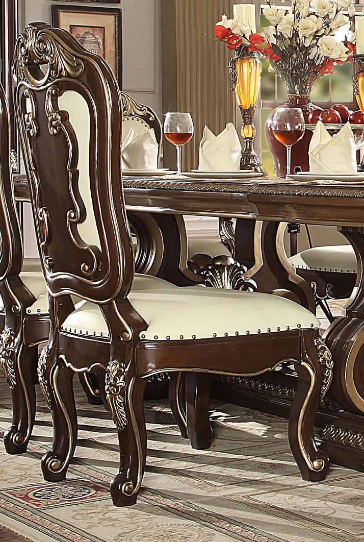 

    
Cherry & Gold Carved Wood Side Chair Set 2Pcs Traditional Homey Design HD-8013
