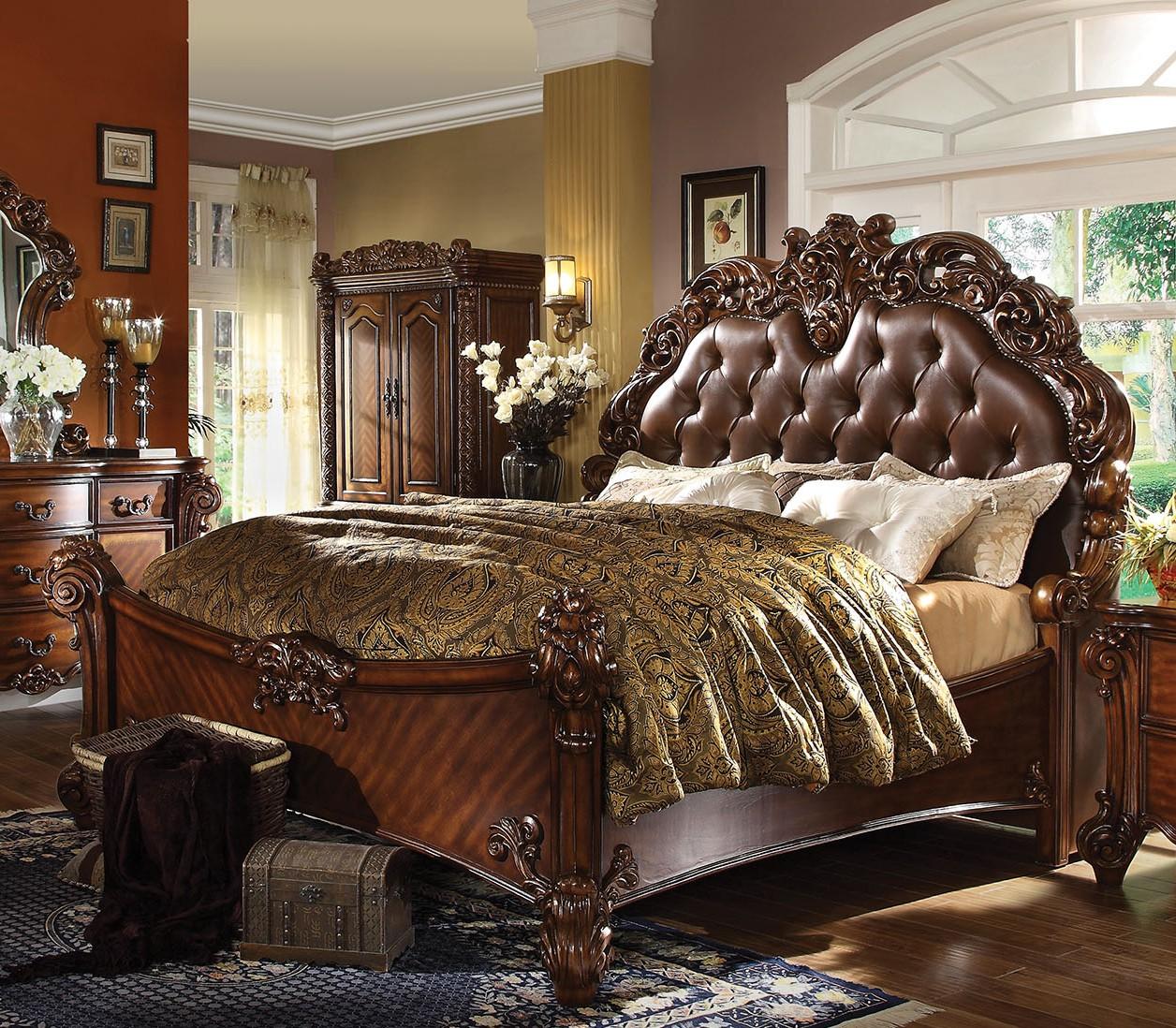 

    
Cherry King Tufted Bedroom Set 3Pcs Vendome 21997EK Acme Victorian Classic
