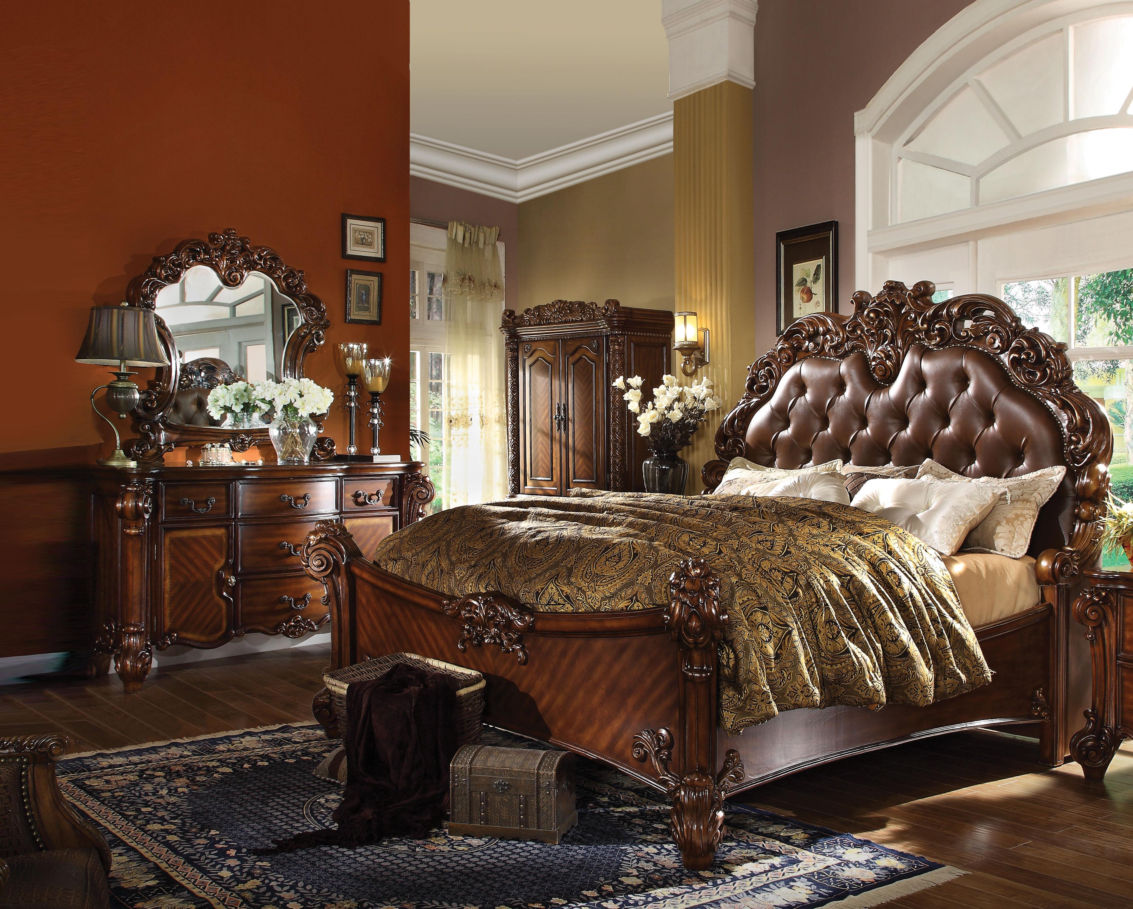 

    
Cherry Queen Tufted Bedroom Set 3Pcs Vendome 22000Q Acme Victorian Classic
