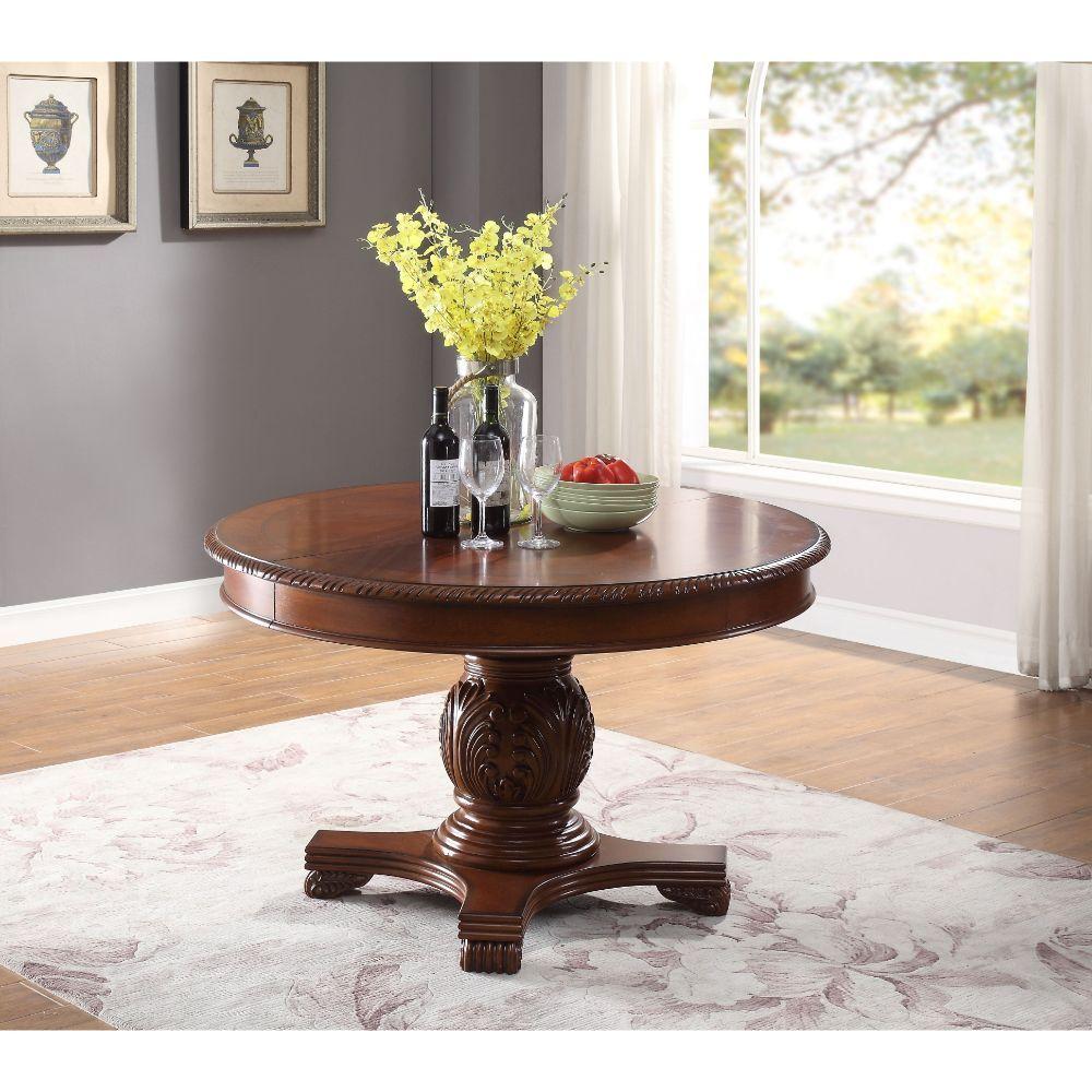 

    
 Photo  Cherry Round Dining Table Set 5 Chateau De Ville 64170 Acme Traditional Classic
