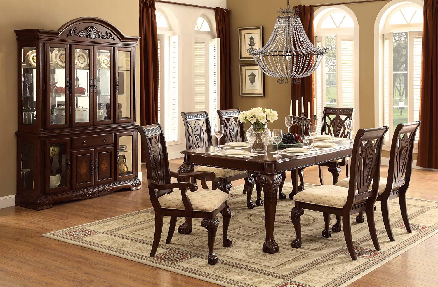 Traditional Dining Room Set 5055-82*8PC Norwich 5055-82*8PC in Dark Cherry Polyester
