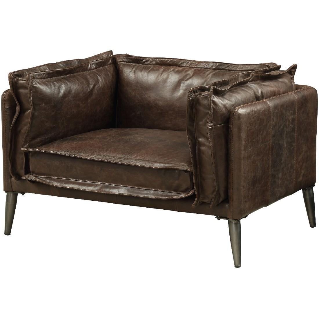 Contemporary Oversized Chair Porchester-52482 Porchester-52482 in Chocolate Top grain leather