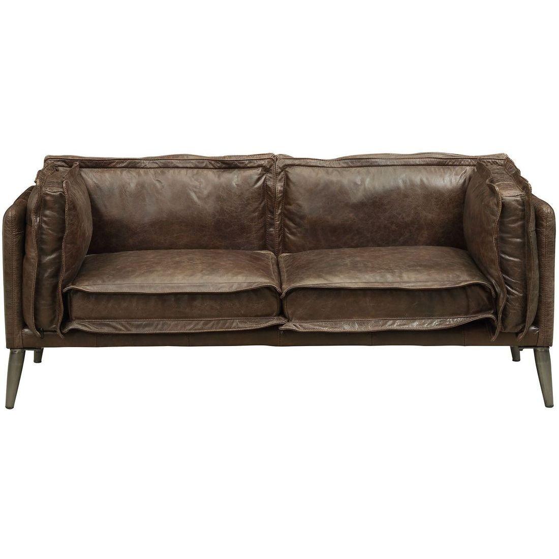 Contemporary,  Vintage Loveseat Porchester-52481 Porchester-52481 in Chocolate Top grain leather