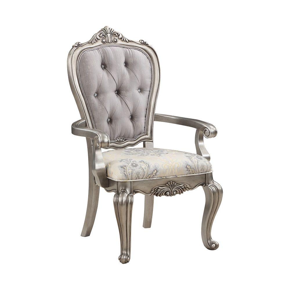 Classic Dining Room Set Ariadne Arm Chair Set 2PCS DN02283-AC-2PCS DN02283-AC-2PCS in Platinum Velvet