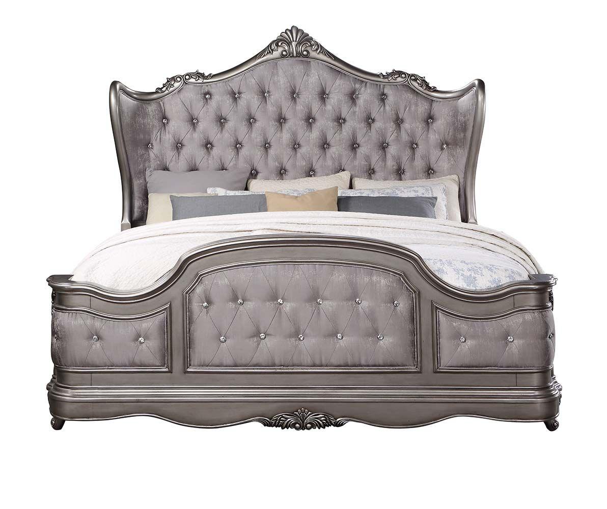 Classic Panel Bed Ariadne Queen Panel Bed BD00603Q-Q BD00603Q-Q in Platinum Velvet