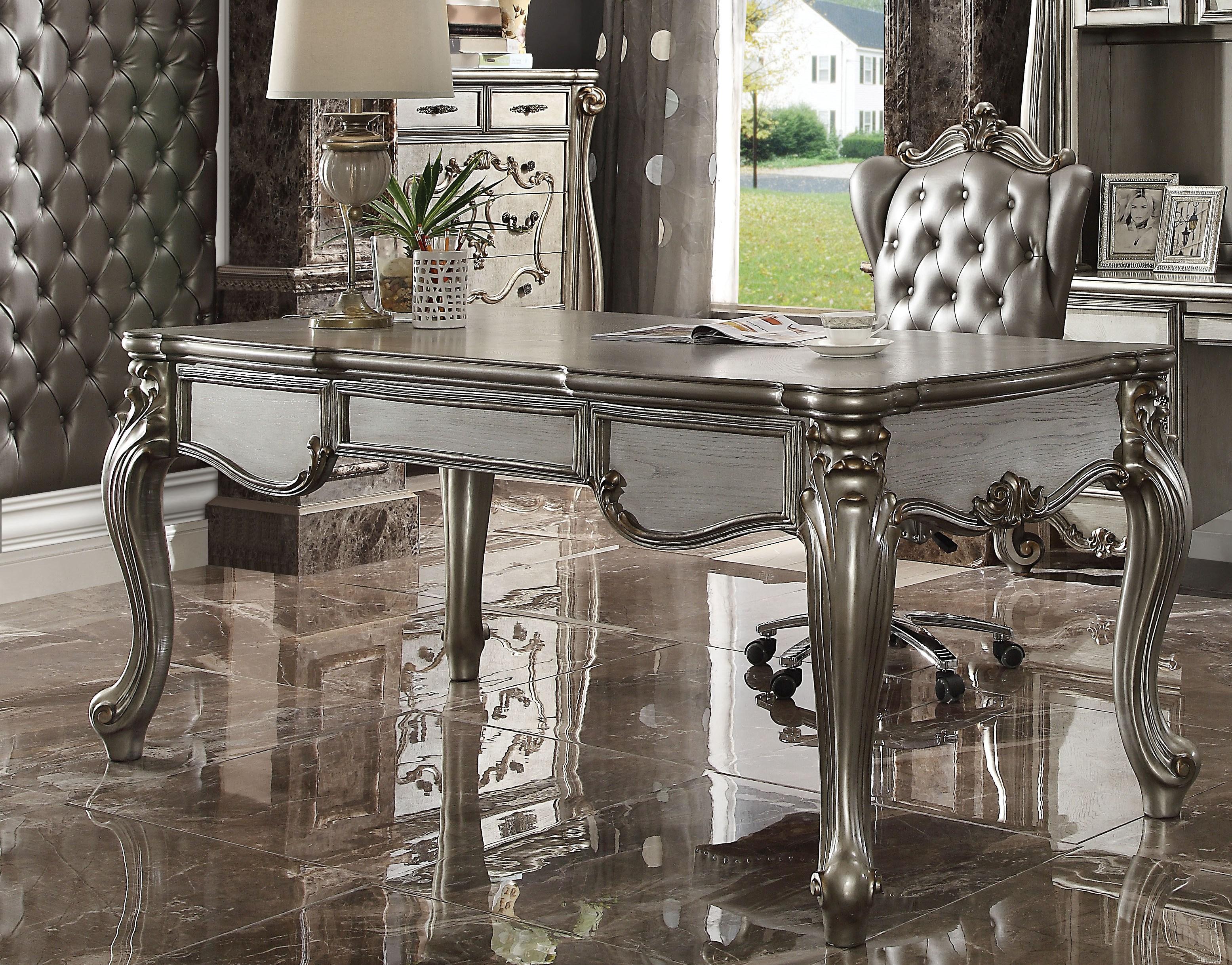 Classic, European Traditional Executive Desk Set Versailles 92820-2pcs in Platinum 