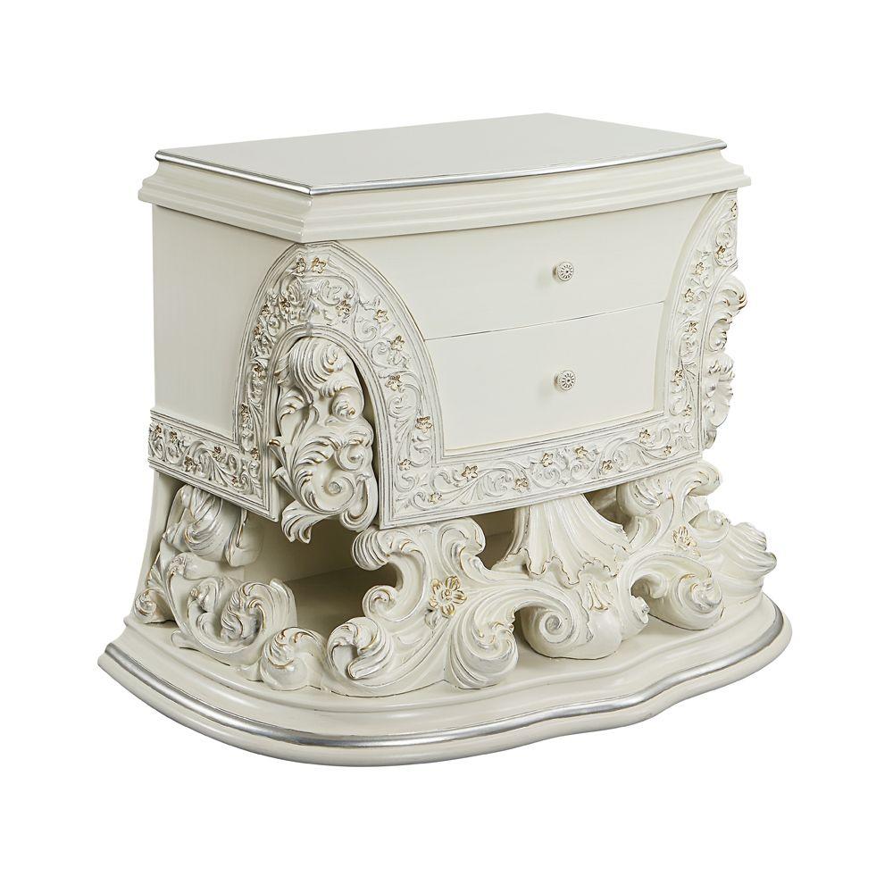 

    
Classic Antique White Composite Wood Nightstand Acme Adara CM7413GY-N
