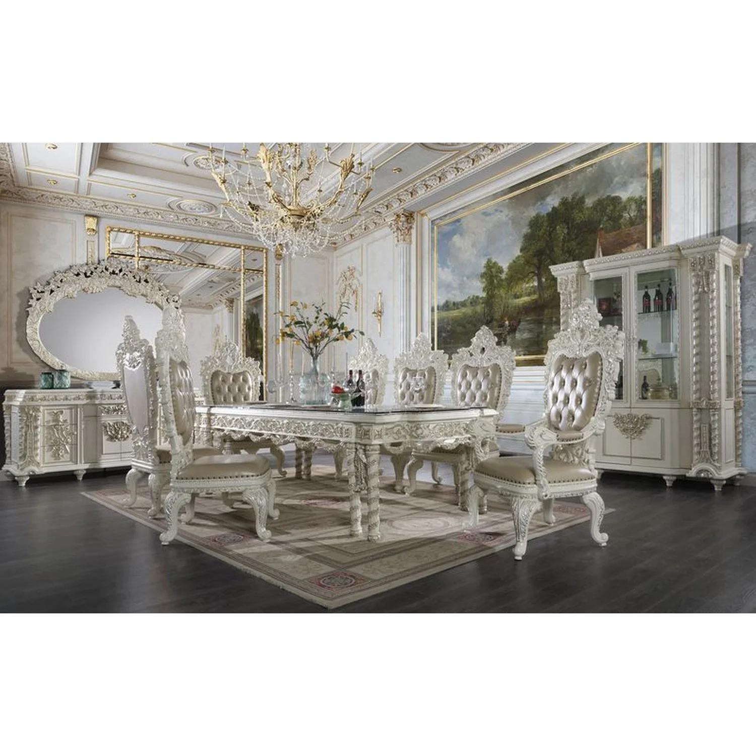 

    
Classic Antique White Dining Room Set by Acme Vanaheim DN00678-11pcs
