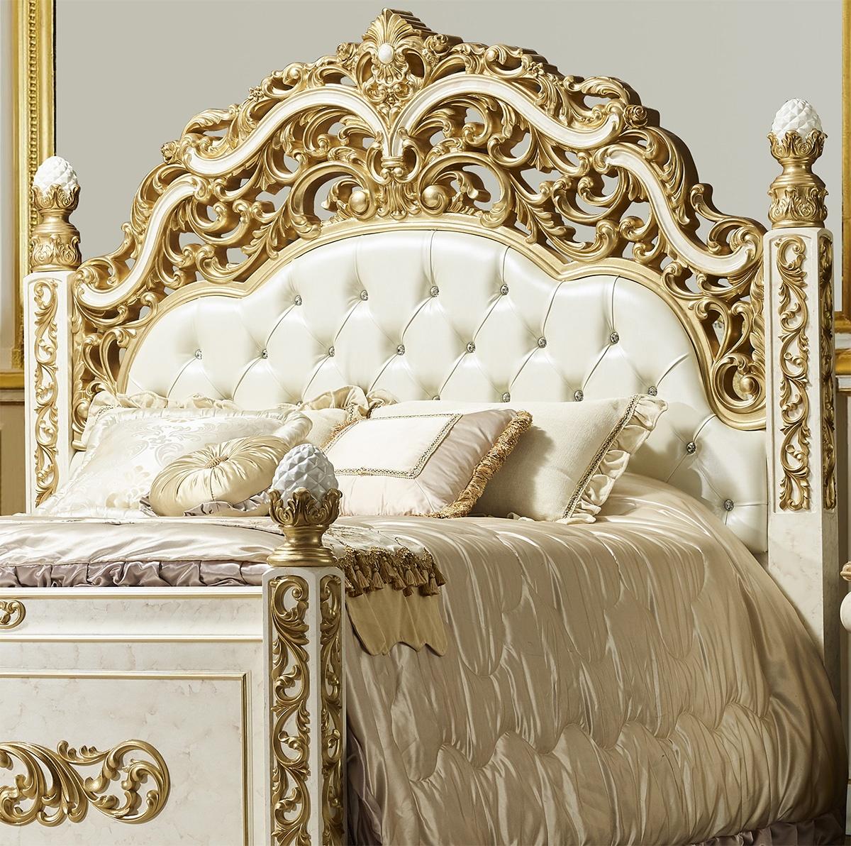

    
Homey Design Furniture HD-903-EK-BED-3PC Panel Bedroom Set Antique White/Gold HD-903-EK-BED-3PC
