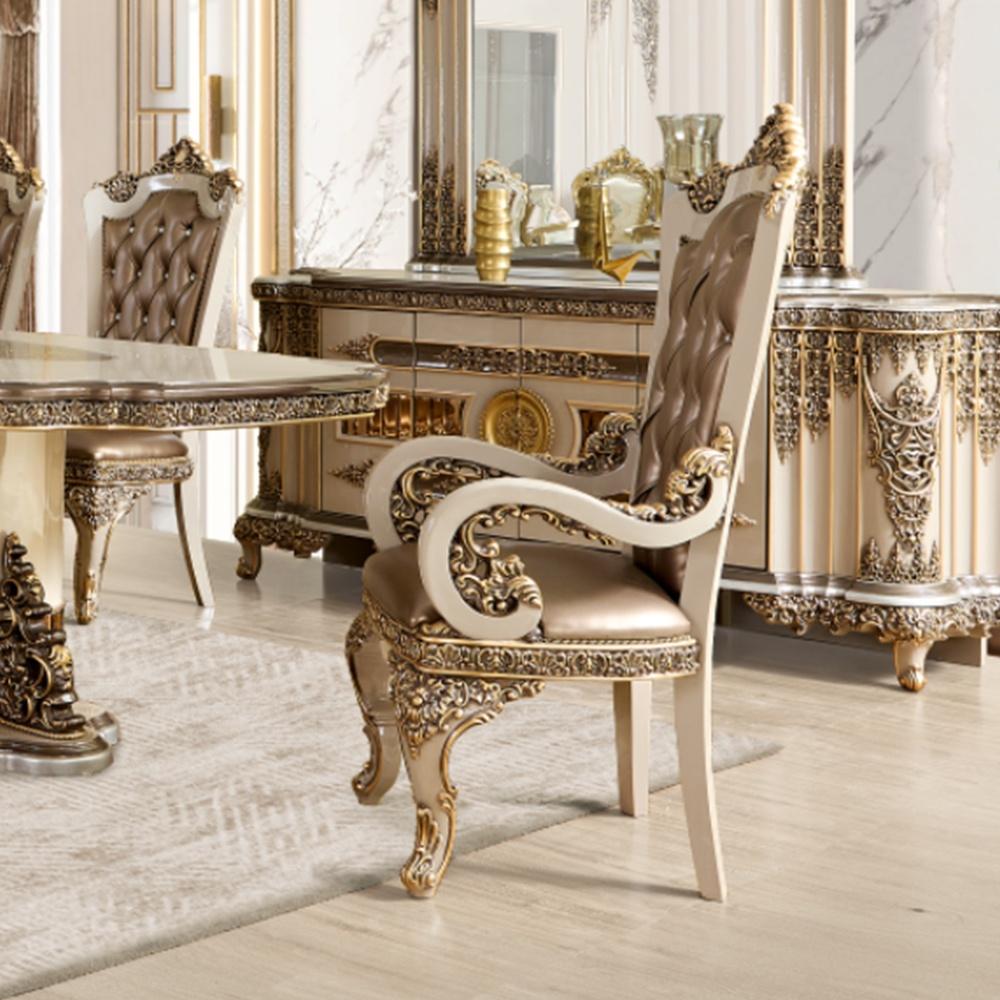 

                    
Homey Design Furniture HD-1881 Dining Room Set Gold/Beige Fabric Purchase 
